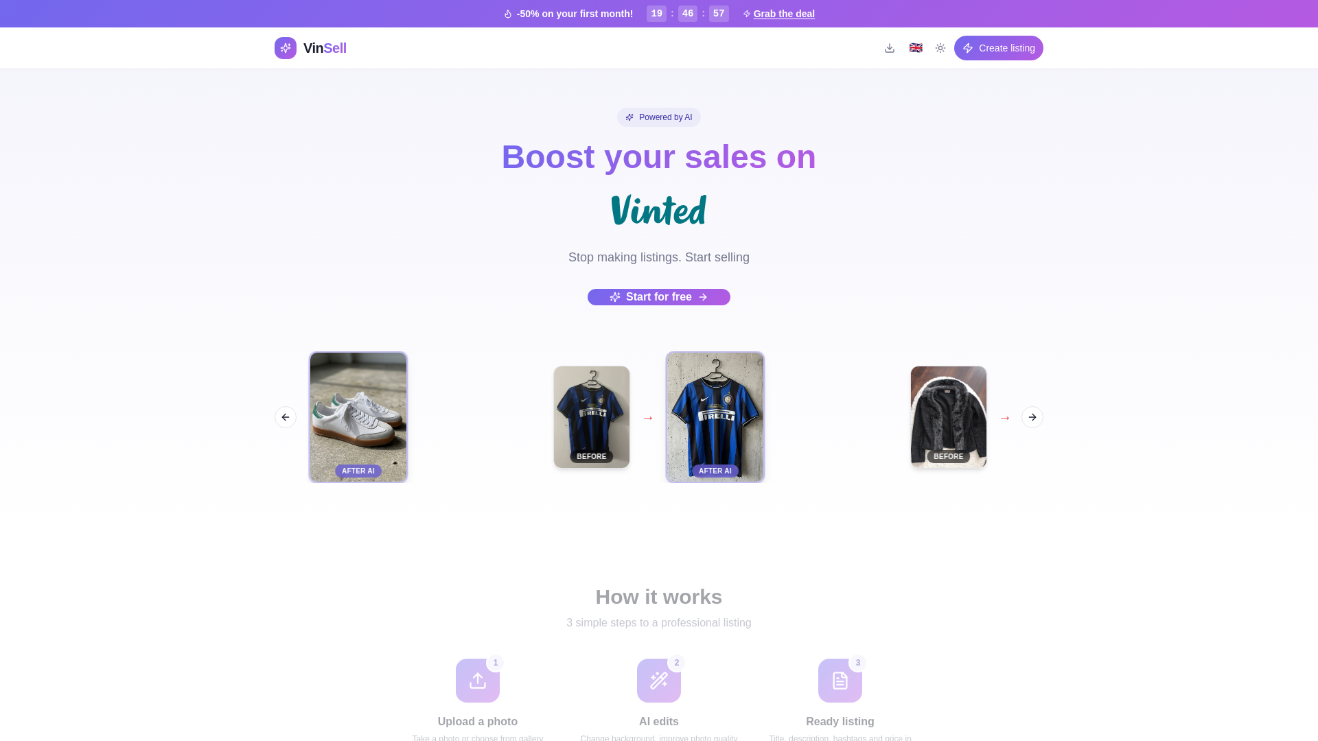 website screenshot of https://vinsell.de/