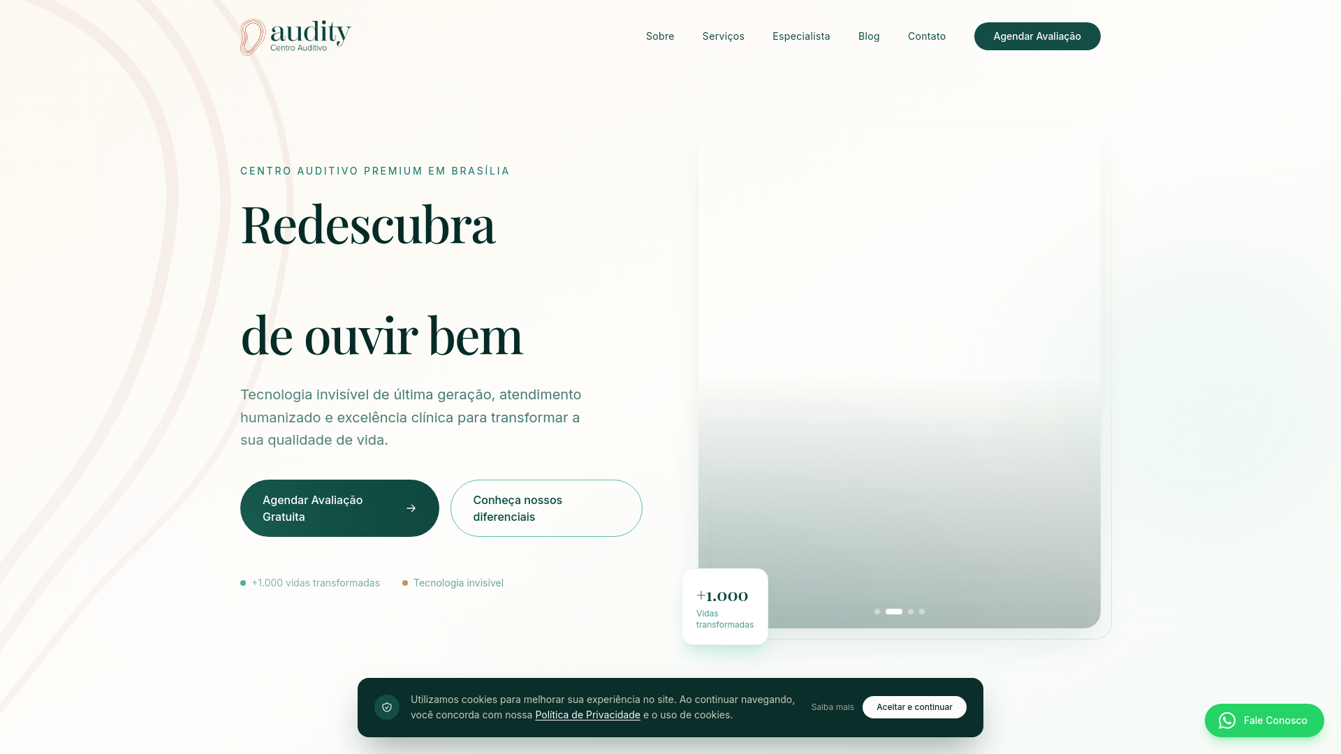 website screenshot of https://auditycentroauditivo.com.br