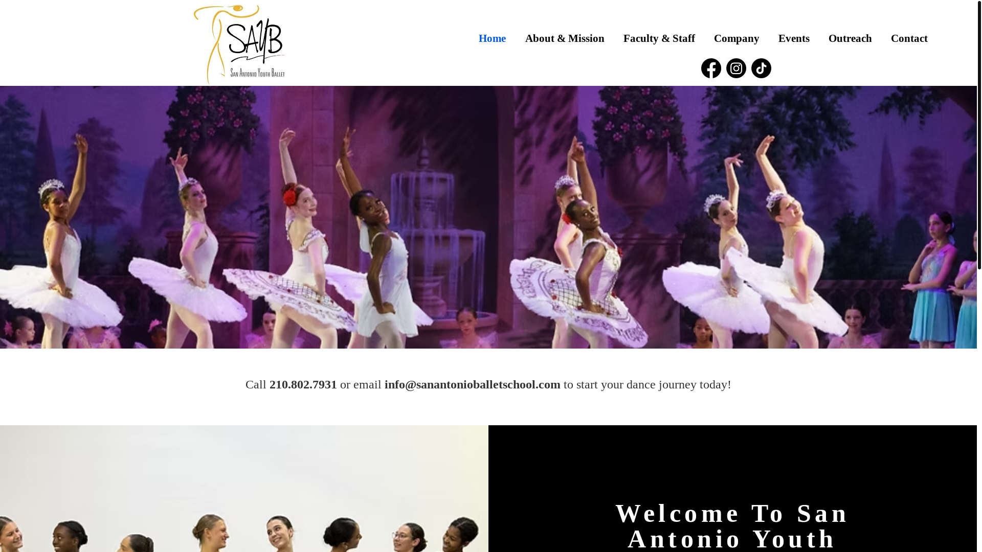 website screenshot of https://sayouthballet.org/