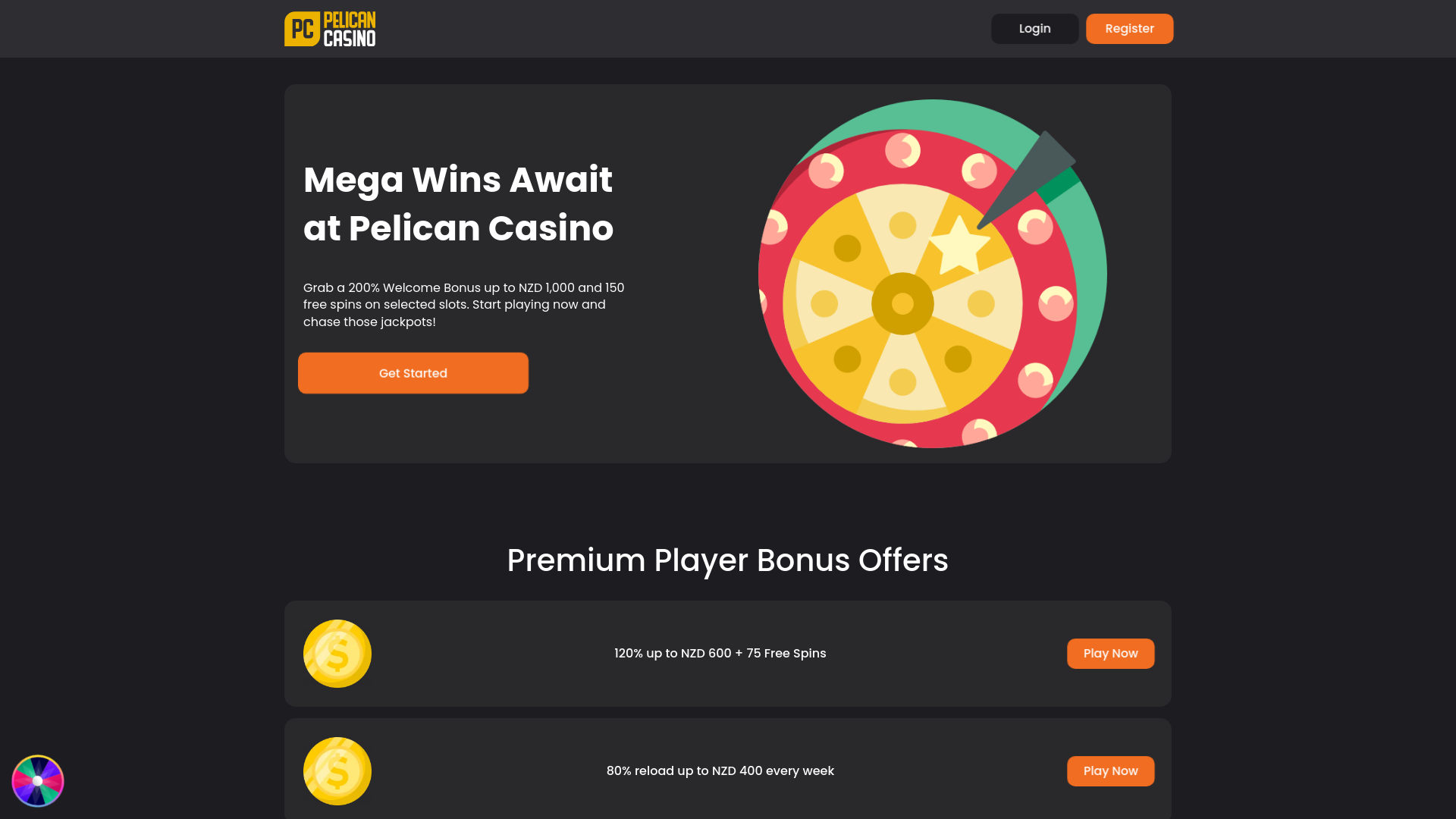 website screenshot of https://pelican-casinos-nz.com/