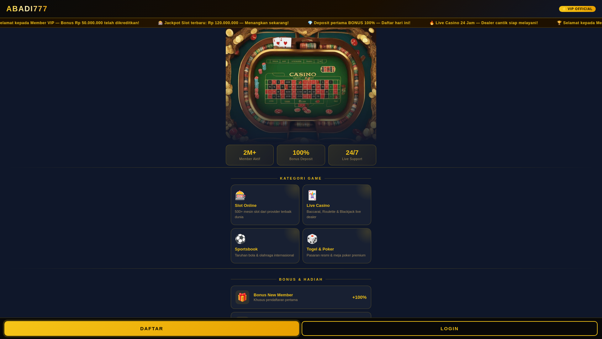 website screenshot of https://abadi777-login.pages.dev/