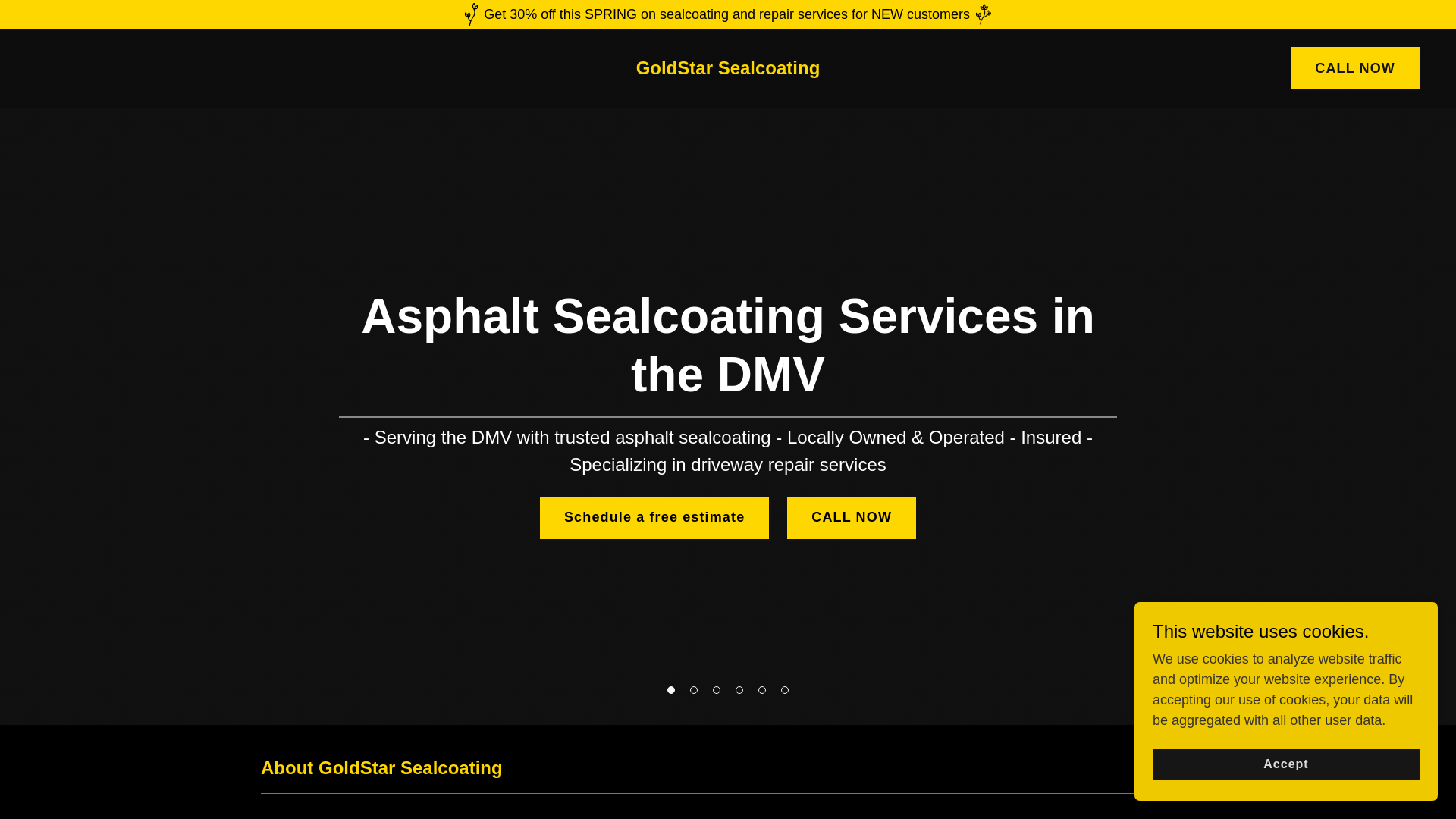 website screenshot of https://goldstarsealcoating.com