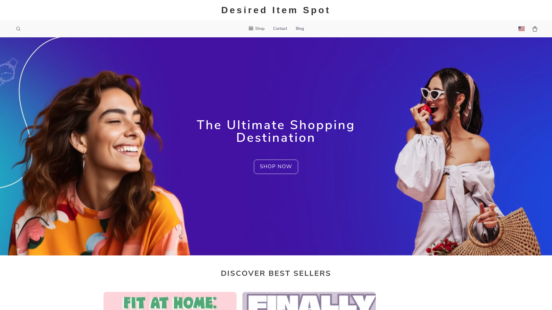 website screenshot of https://desireditemspot.shop/