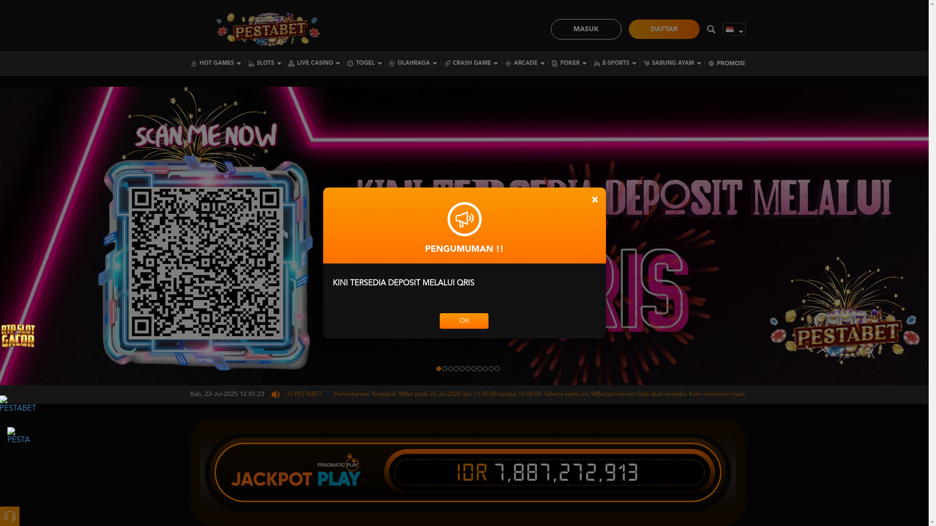 website screenshot of https://pestabetyokmain.com/