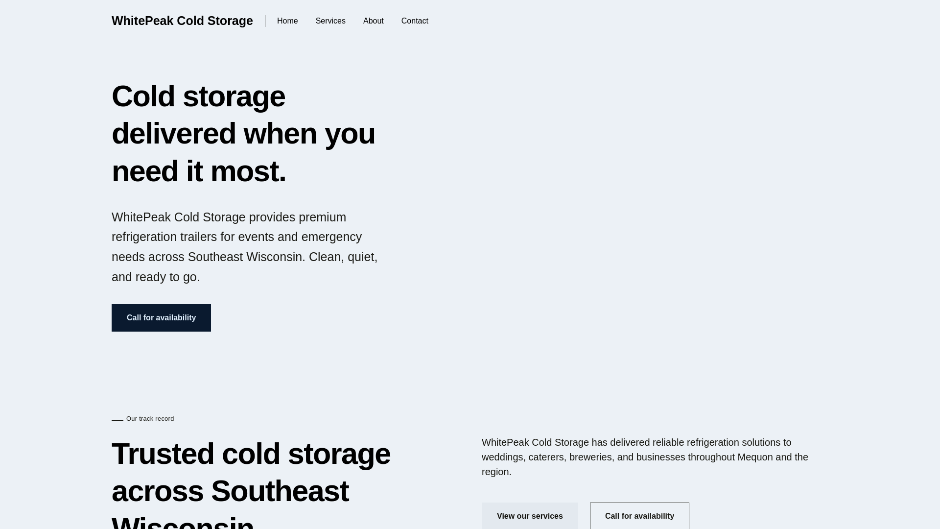 website screenshot of https://whitepeakcold.com/