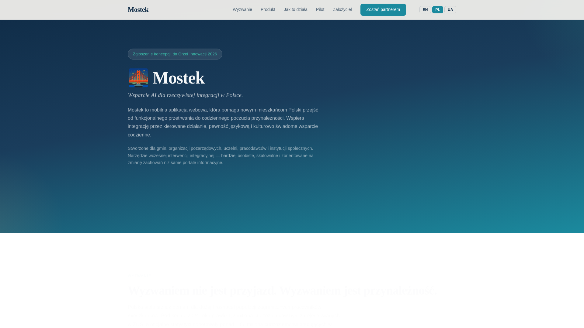 website screenshot of https://mostek.tech