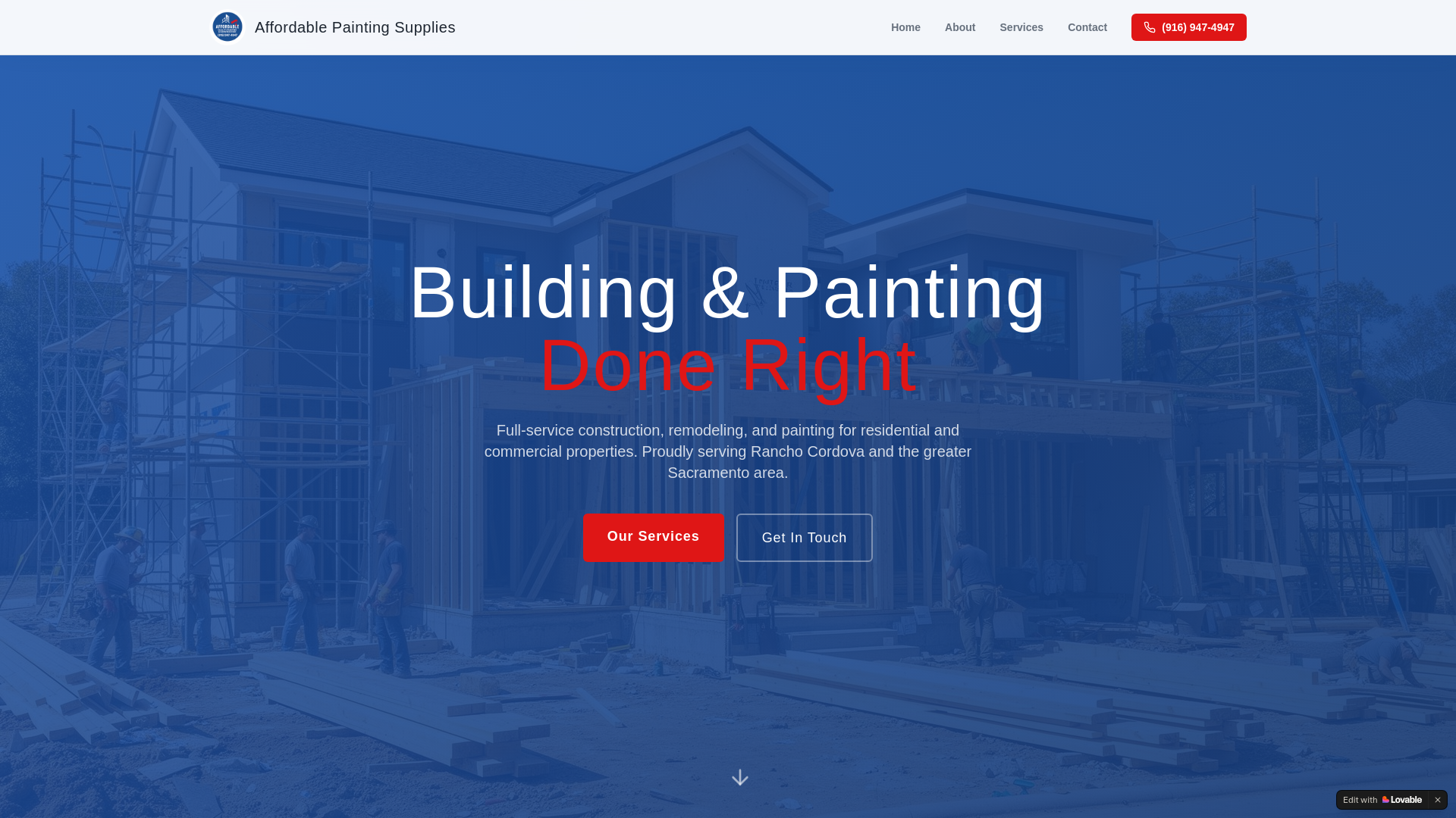 website screenshot of https://affordablequalitypainting.company/