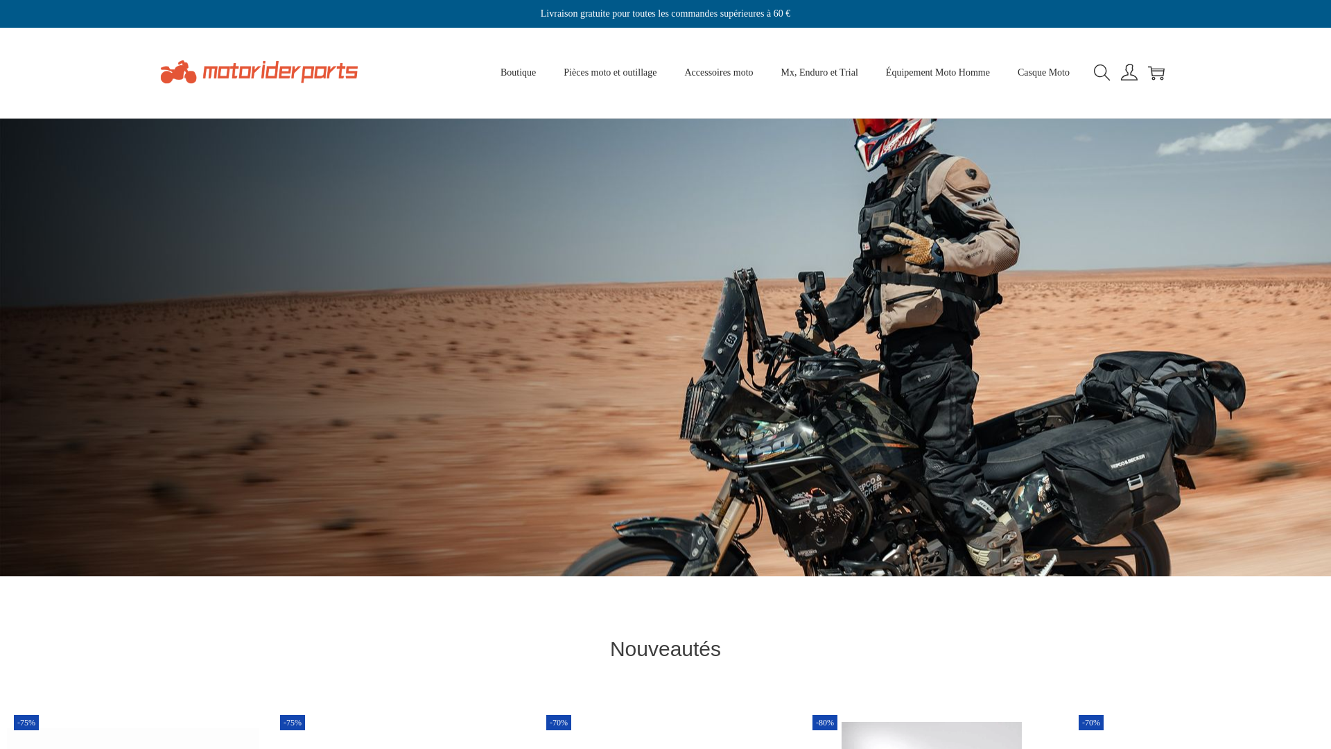 website screenshot of https://motoriderparts.com