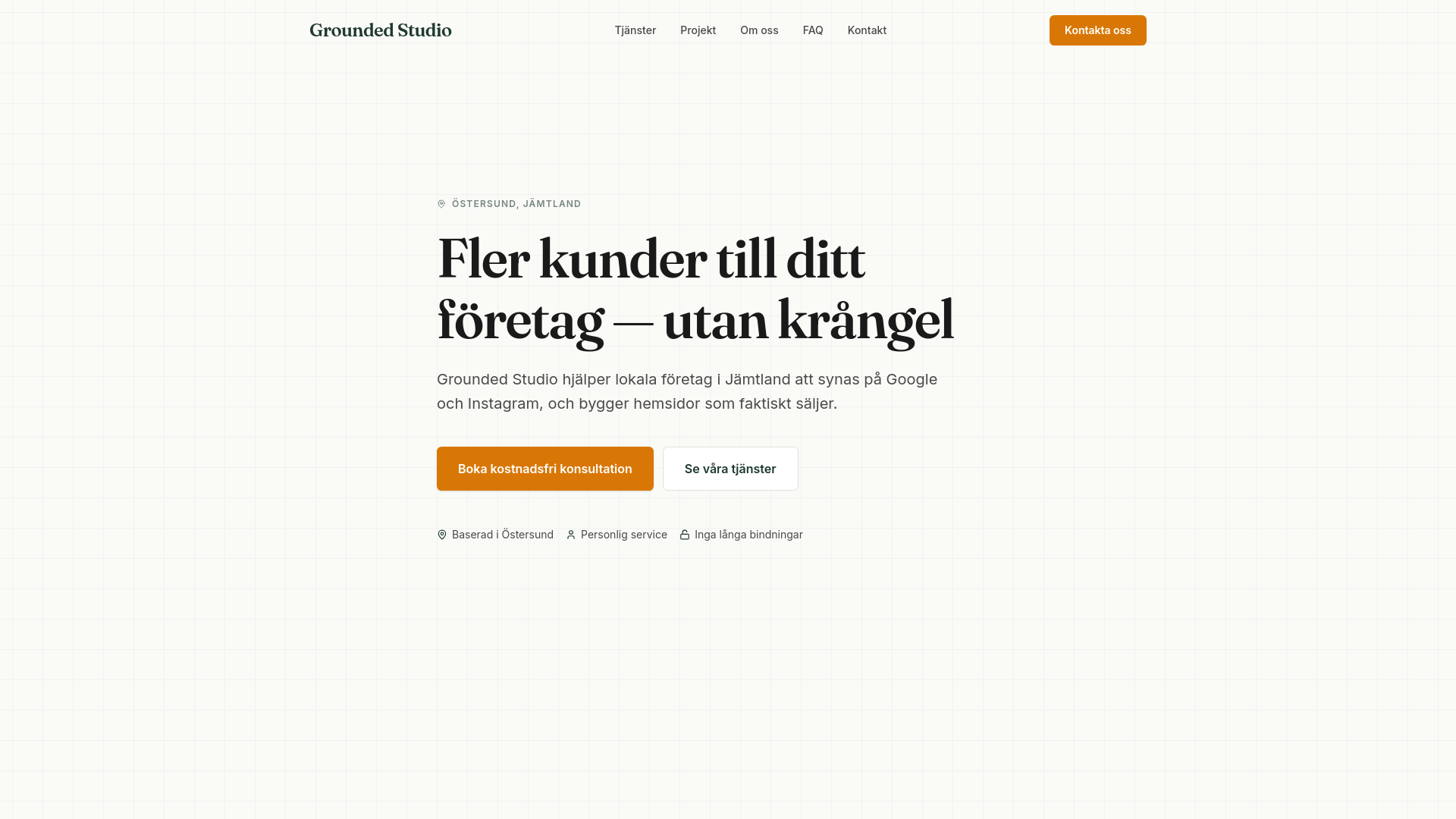 website screenshot of https://groundedstudio.se/