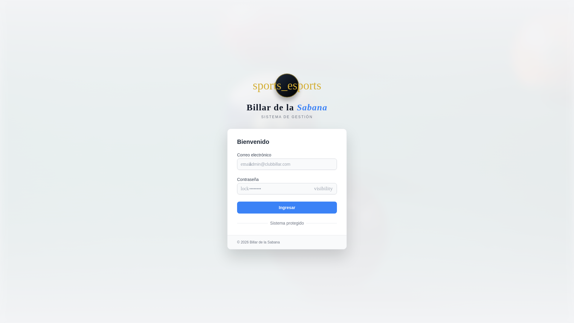 website screenshot of https://billarsabana.lat/