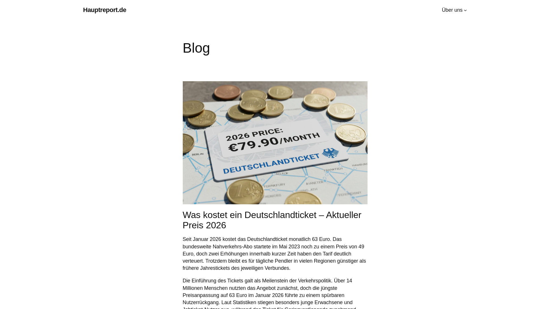 website screenshot of https://hauptreport.de/