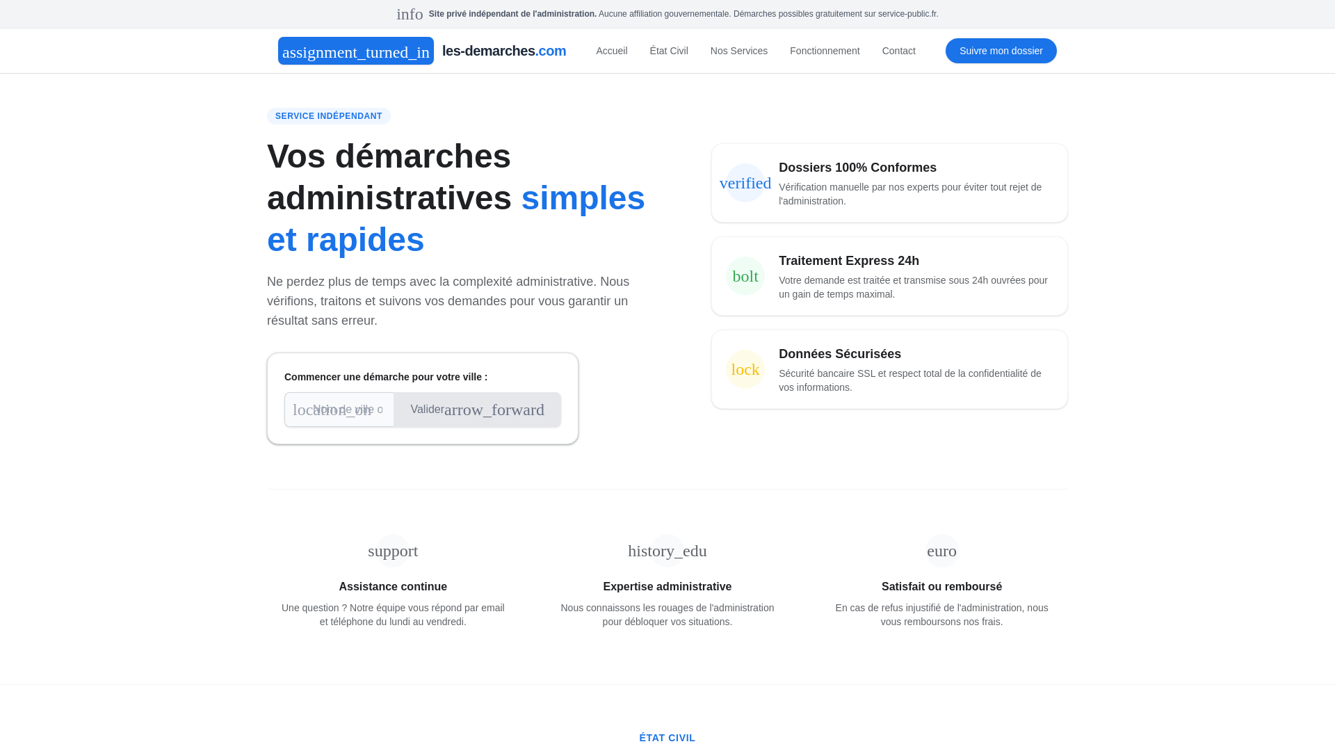 website screenshot of https://les-demarches.pages.dev/