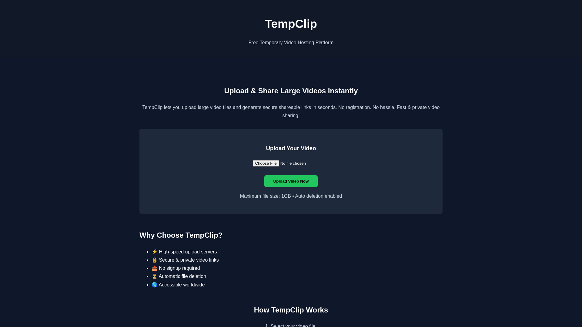 website screenshot of https://tempclip.com/