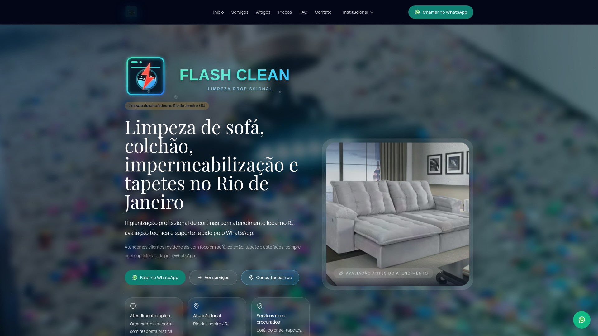 website screenshot of https://flashclean.art.br/
