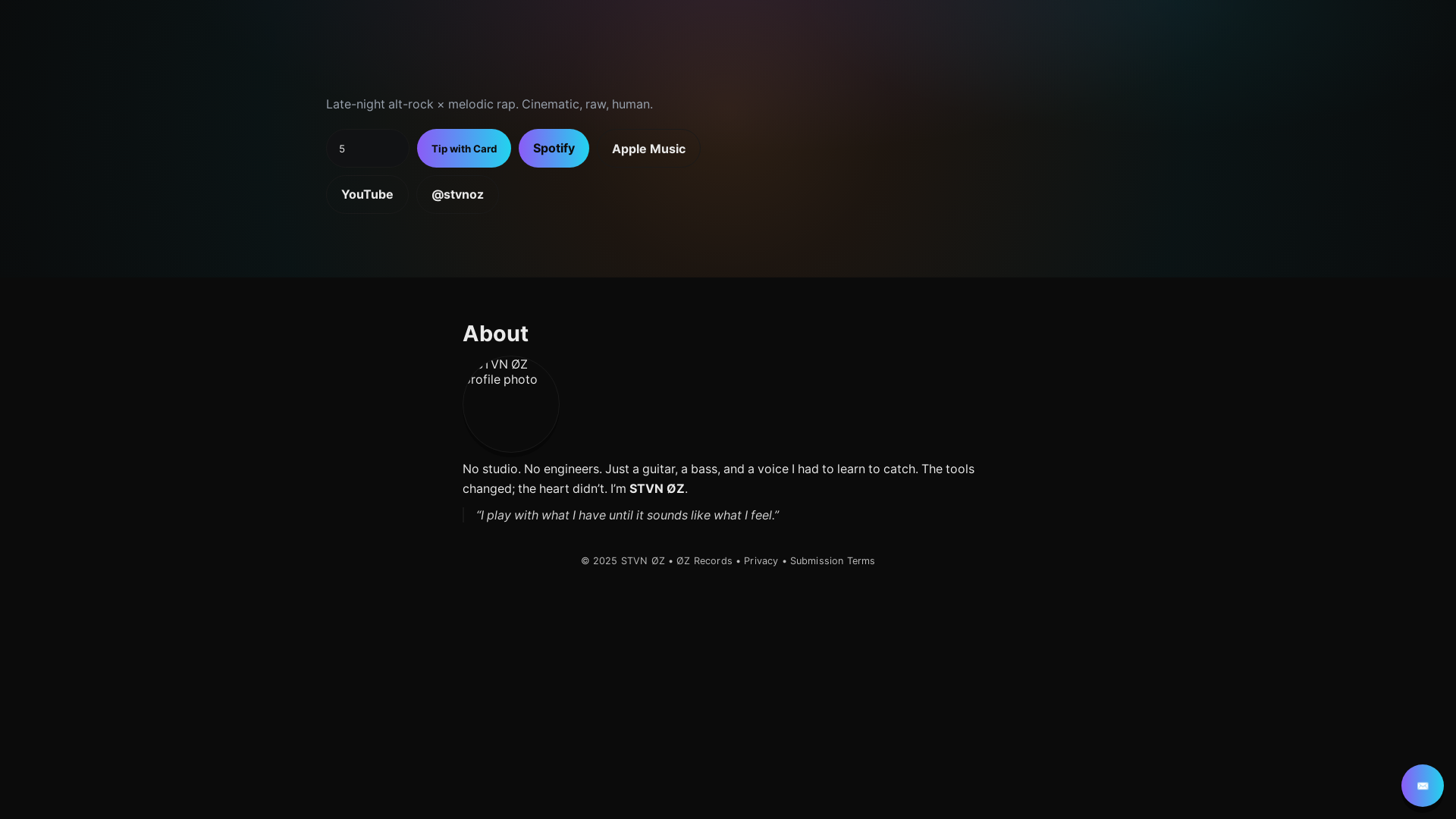 website screenshot of https://stvnoz.com/