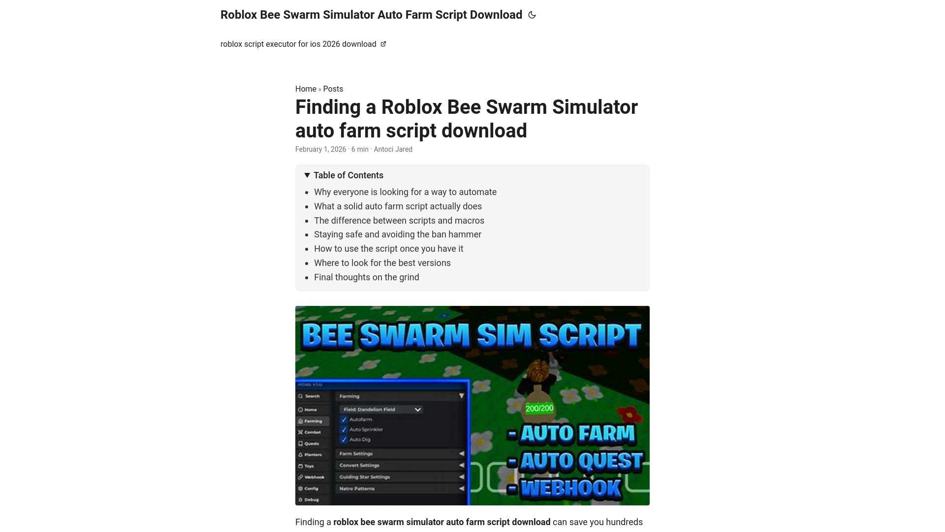 website screenshot of https://roblox-bee-swarm-simulator-auto-farm-script-download.pages.dev/