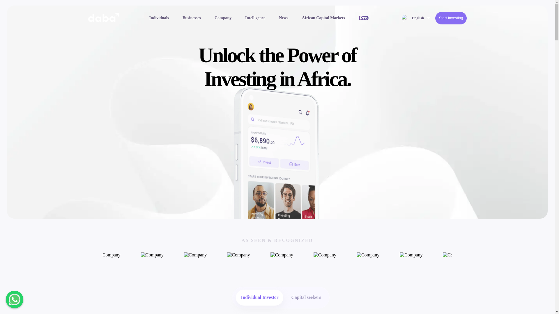 website screenshot of https://dabafinance.live/
