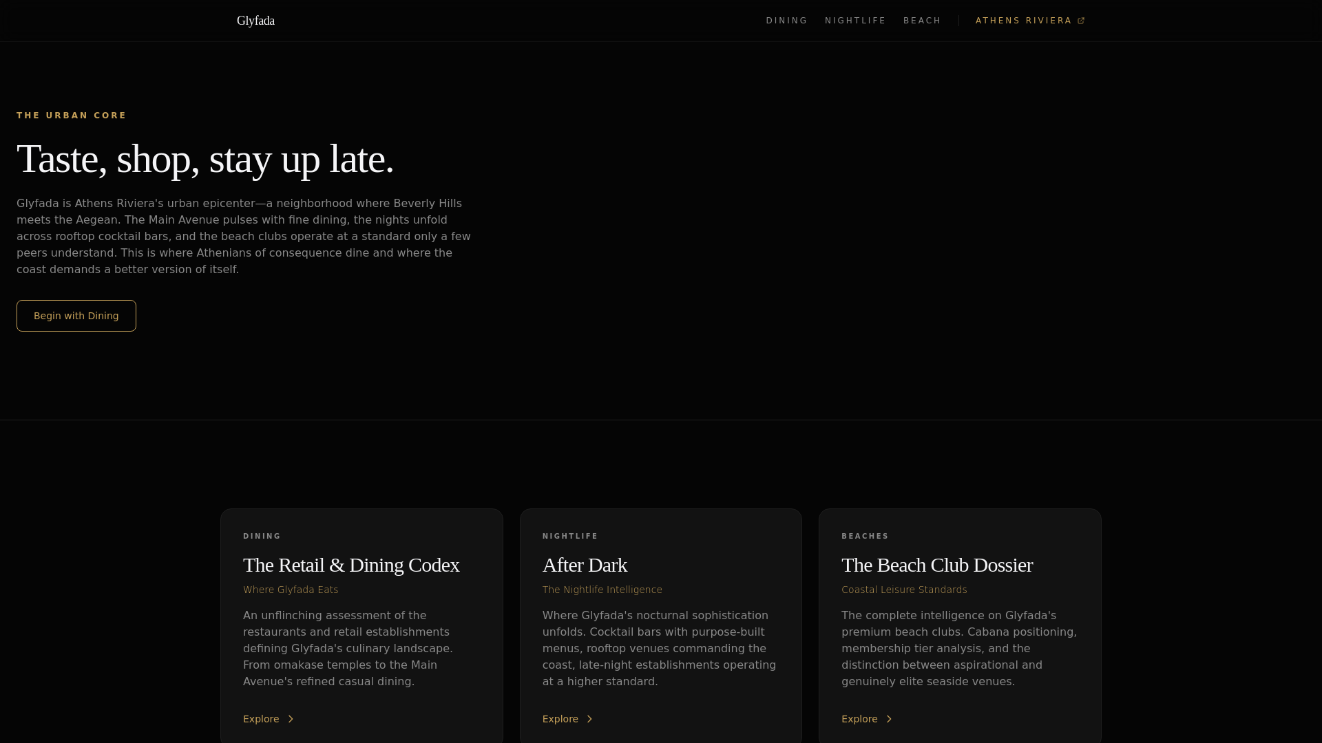 website screenshot of https://glyfada.app/