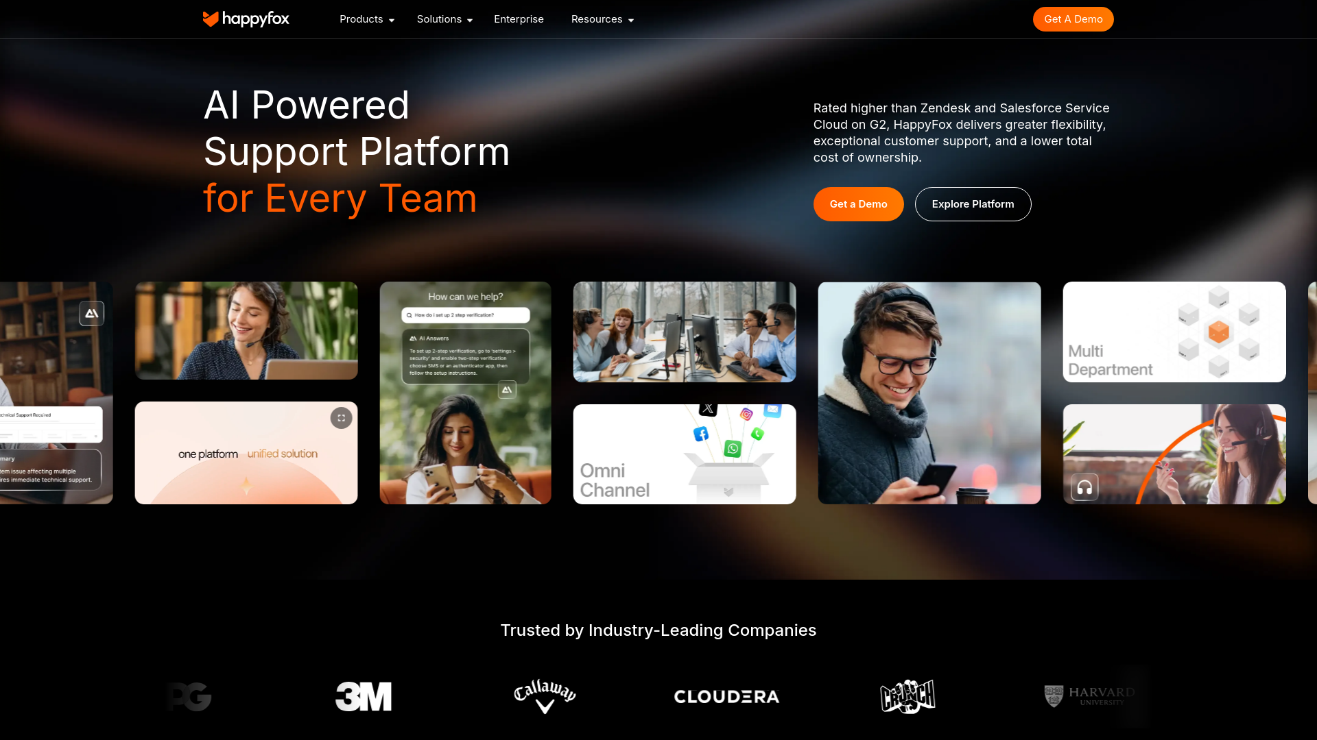 website screenshot of https://www.happyfox.com/