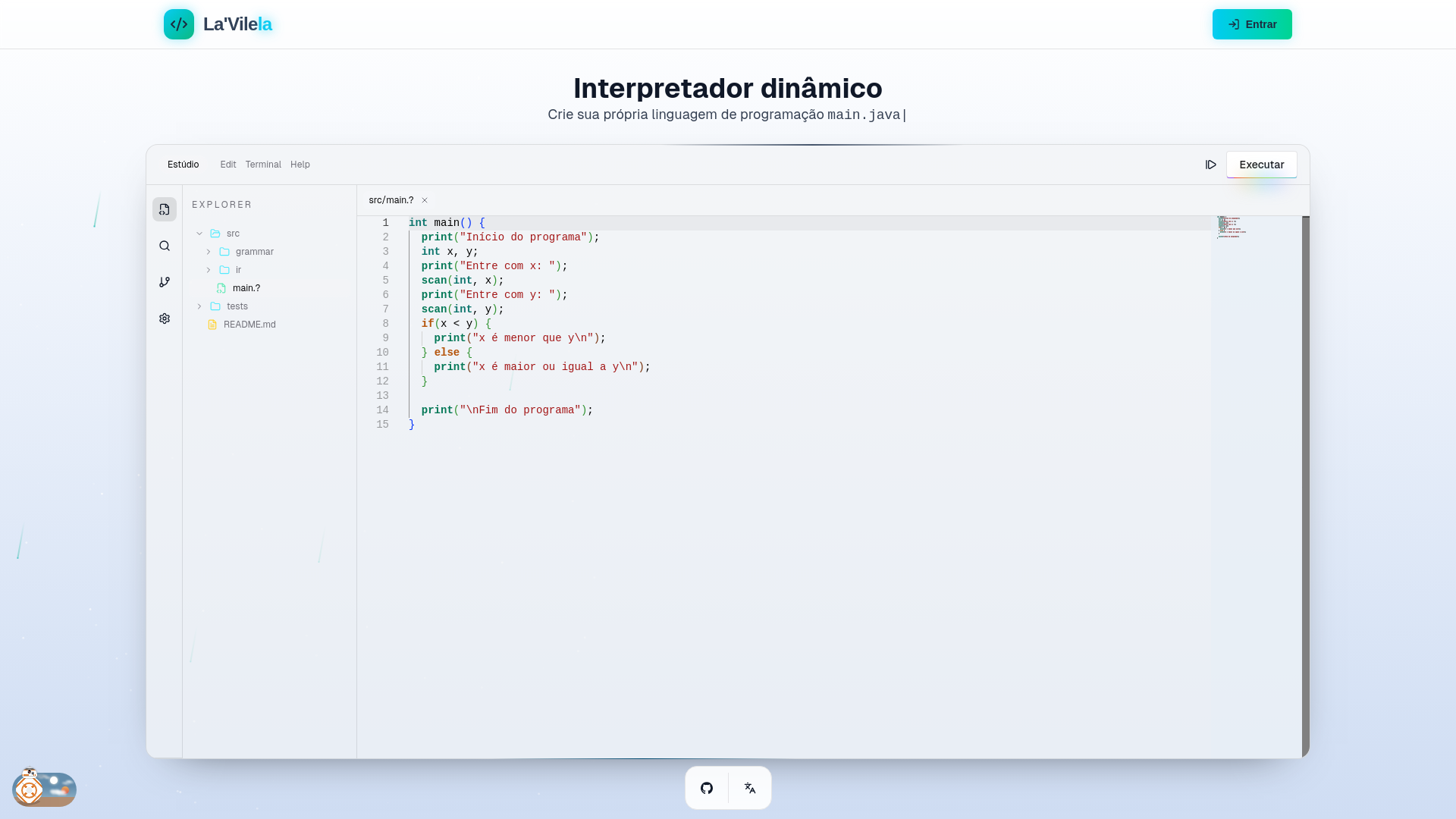 website screenshot of https://dynamicinterpreter.com.br/