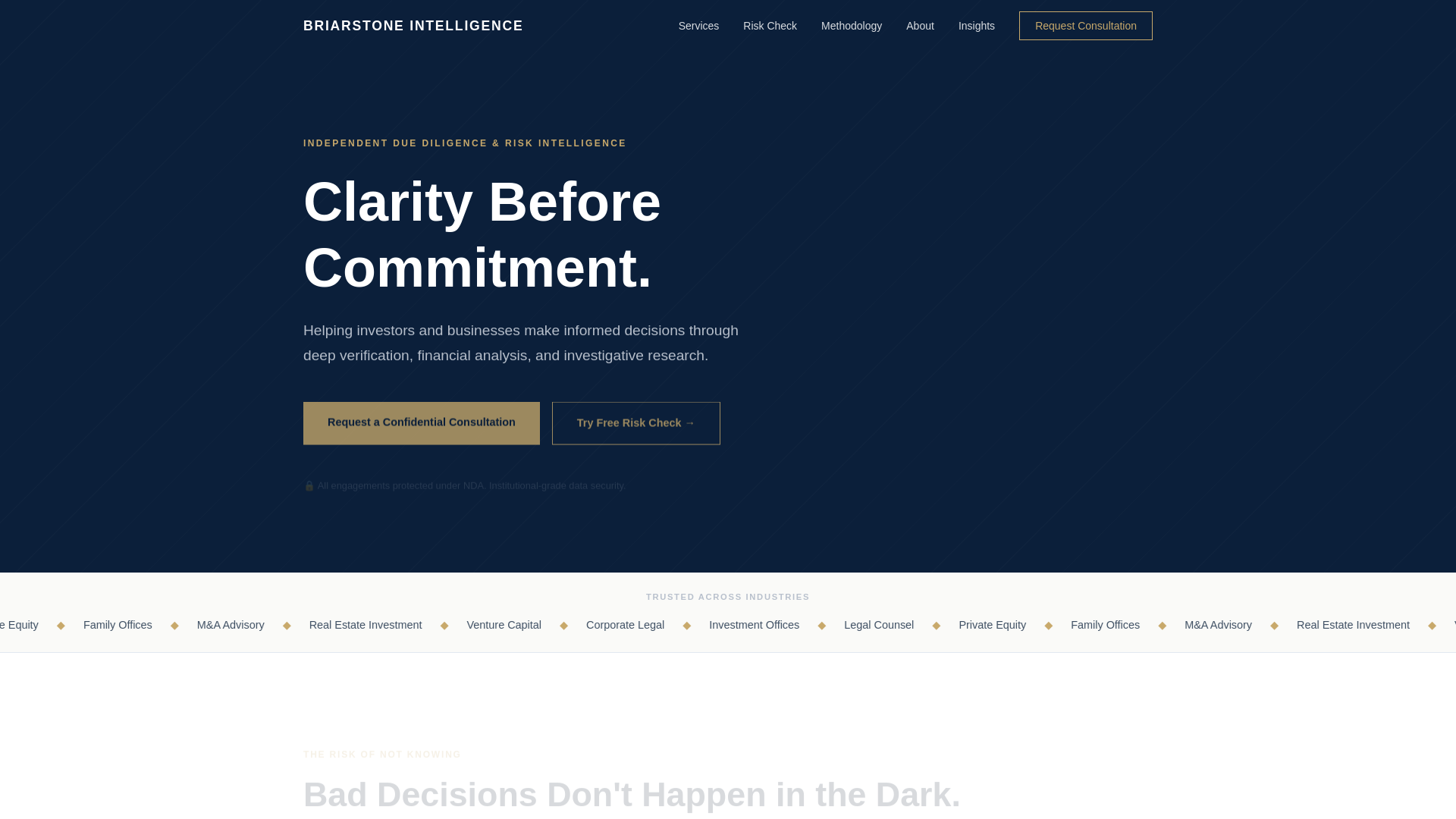 website screenshot of https://briarstoneintel.com/