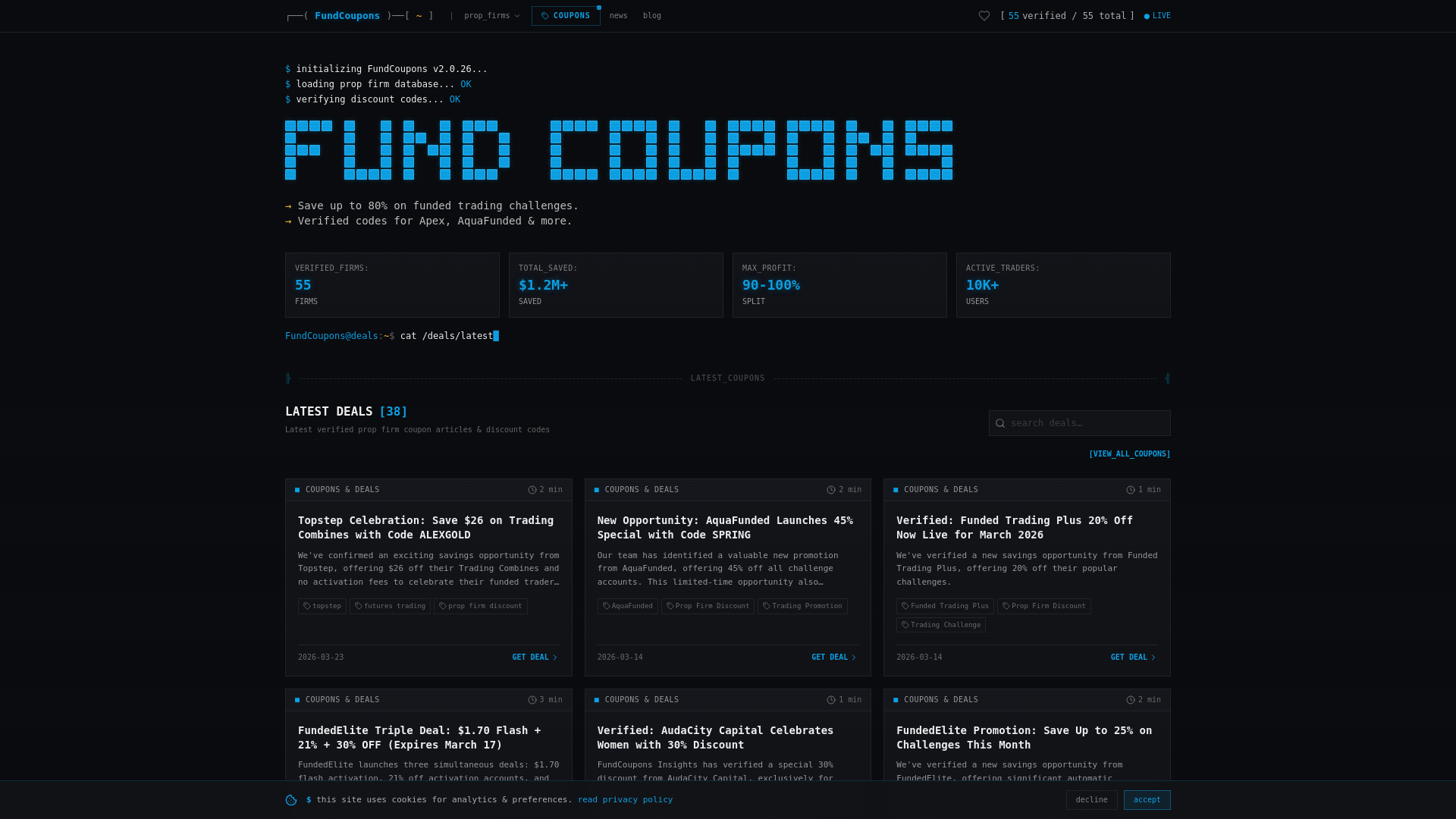 website screenshot of https://fundcoupons.pages.dev/