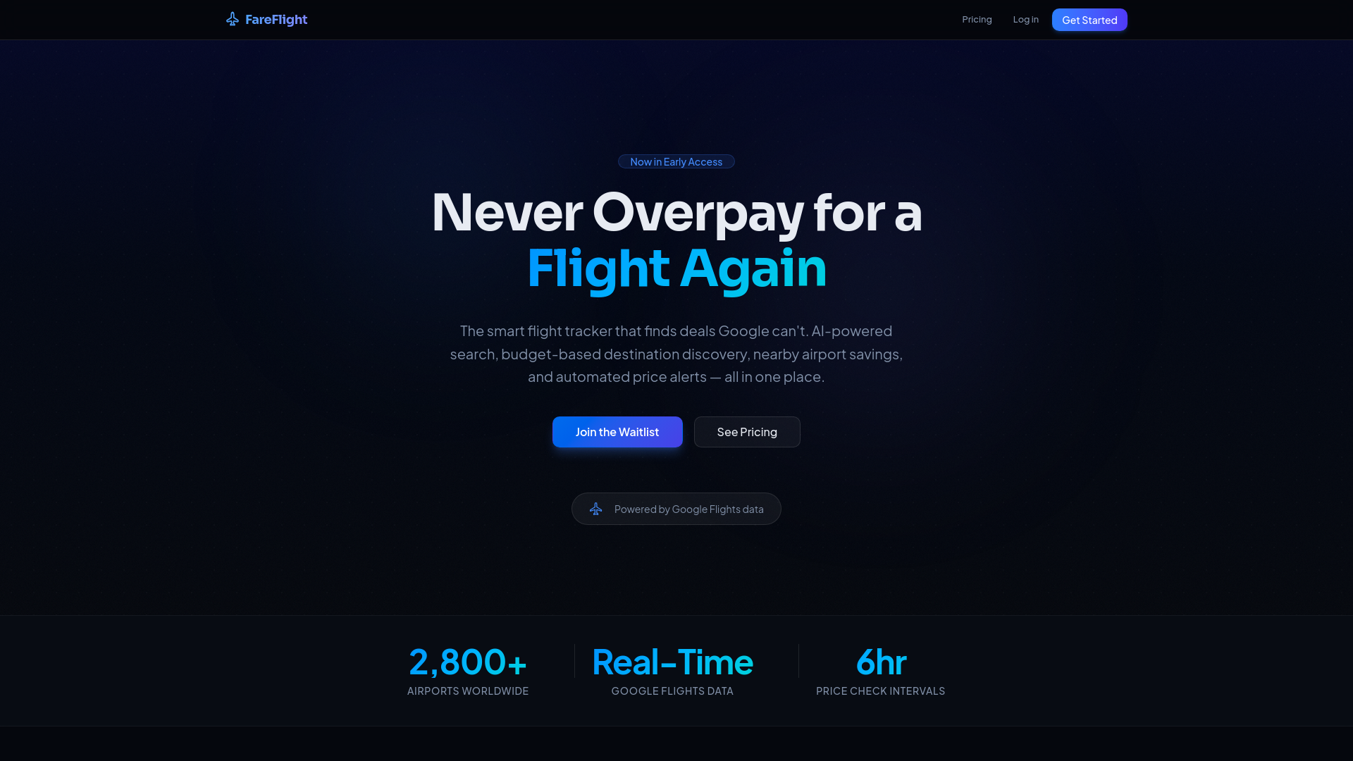website screenshot of https://fareflight.ca/
