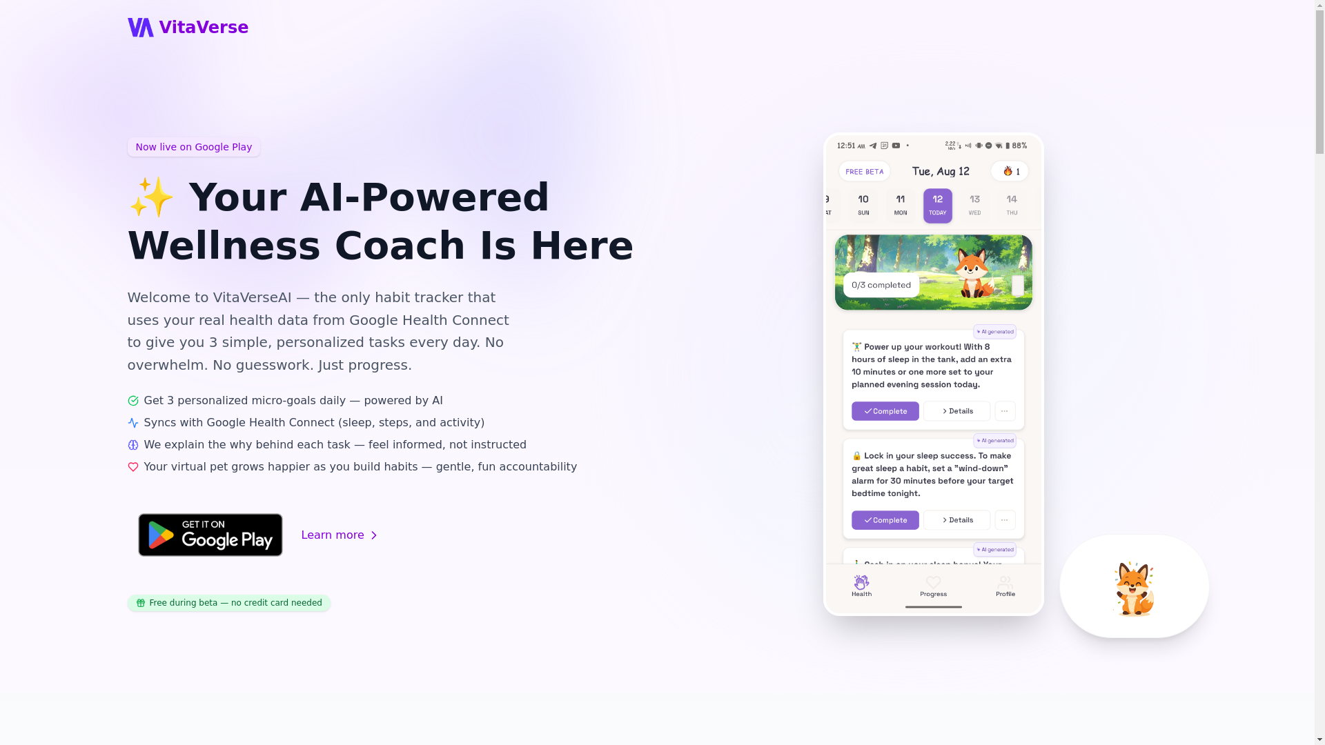 website screenshot of https://vitaverse-web.pages.dev/