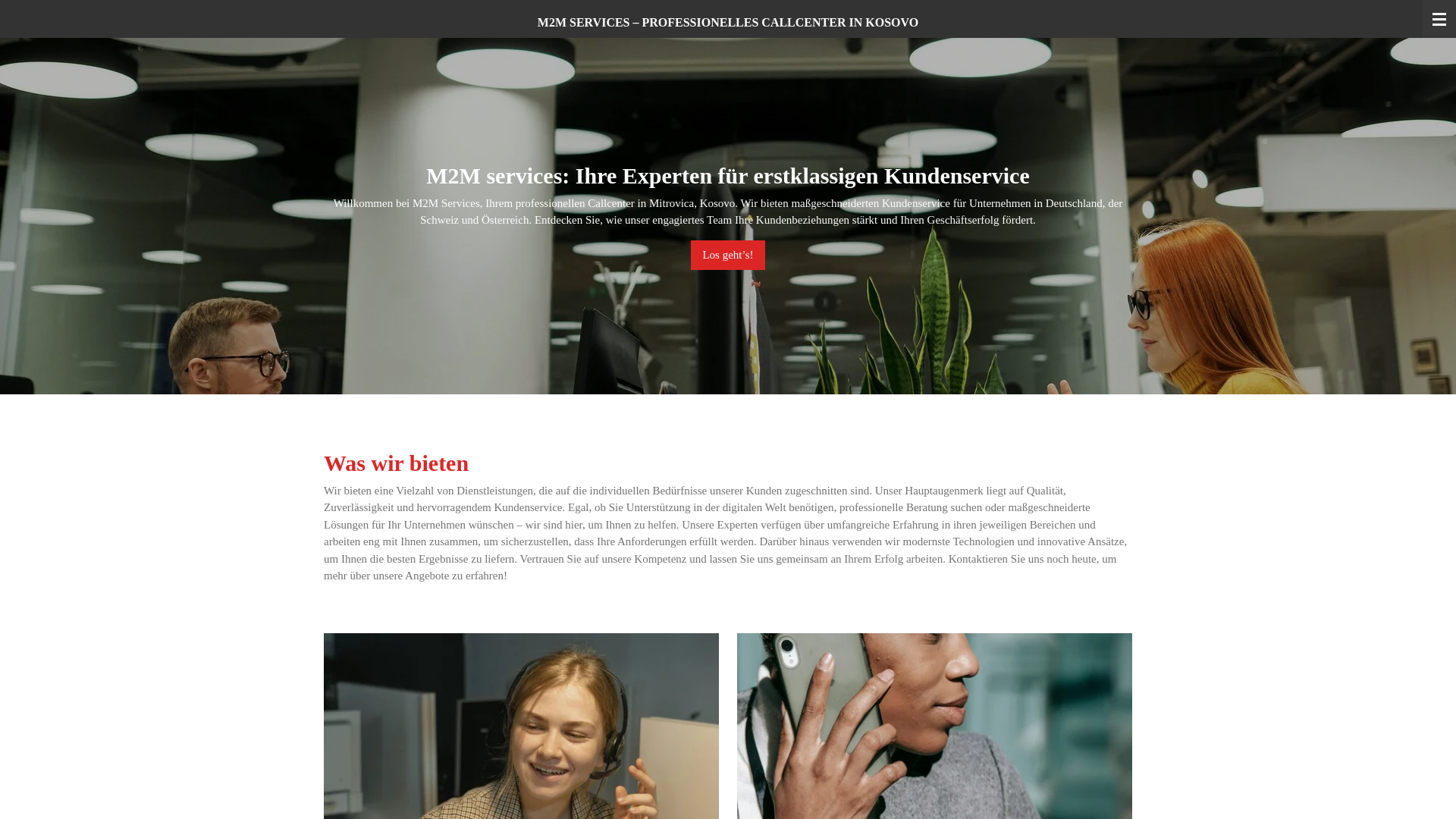 website screenshot of https://m2mservices-ks.de/