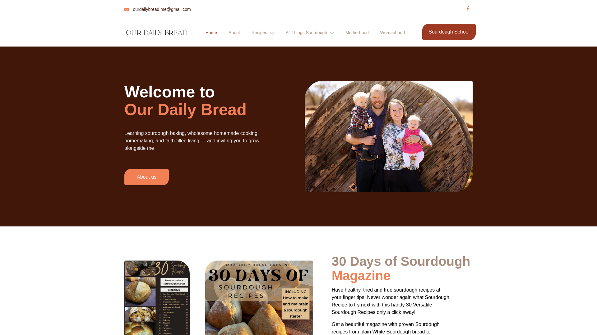 website screenshot of https://ourdailybread.me