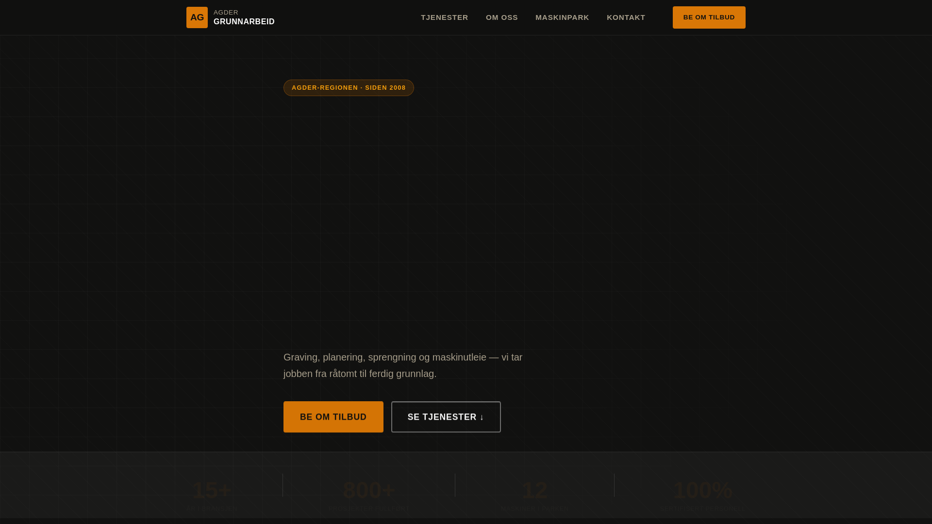 website screenshot of https://agder-grunnarbeid-web.pages.dev/