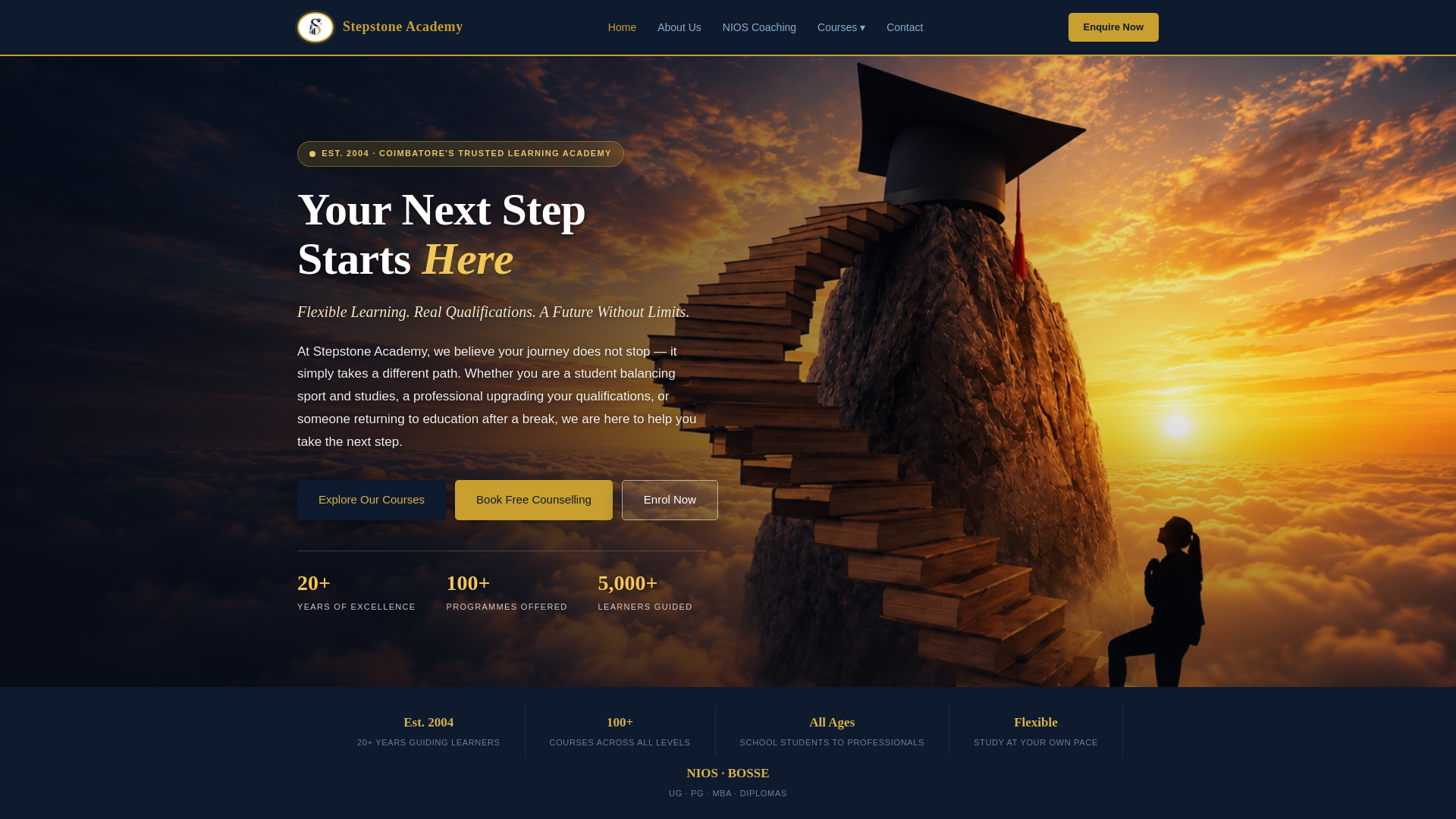 website screenshot of https://stepstoneacademy.in/