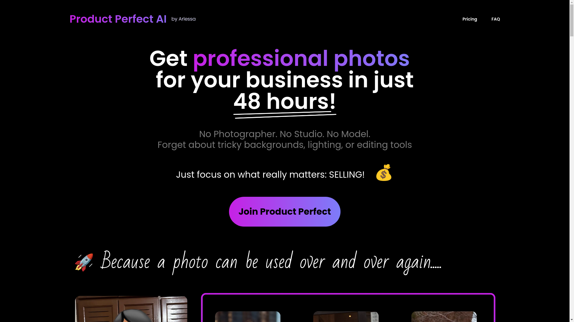 website screenshot of https://product-perfect-ai.pages.dev/