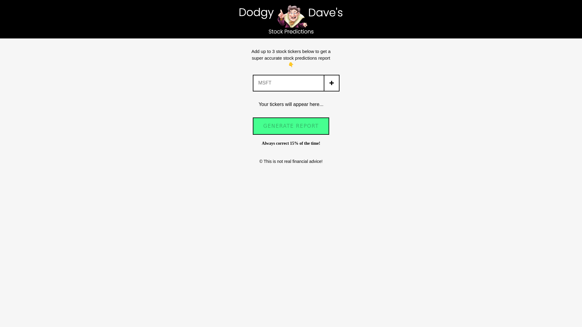 website screenshot of https://stock-predictions-ai-app-6ah.pages.dev/
