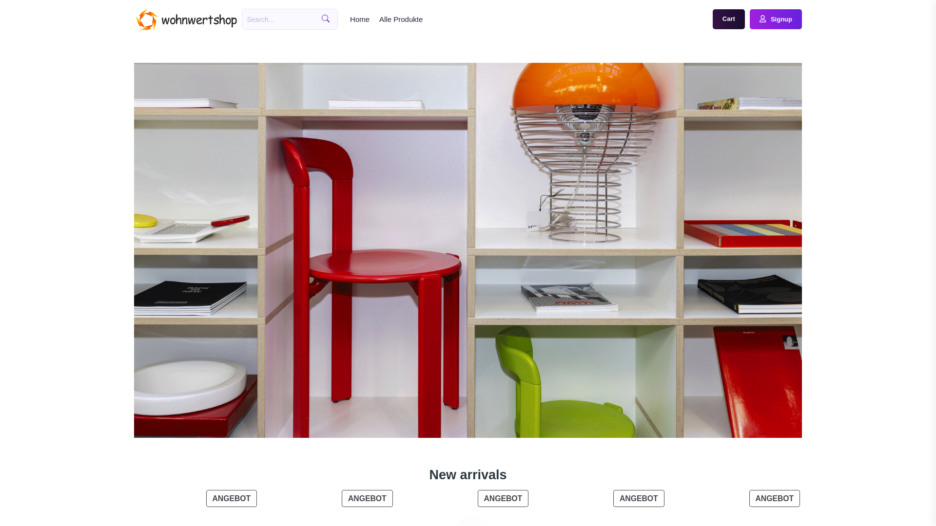 website screenshot of https://wohnwertshop.com/