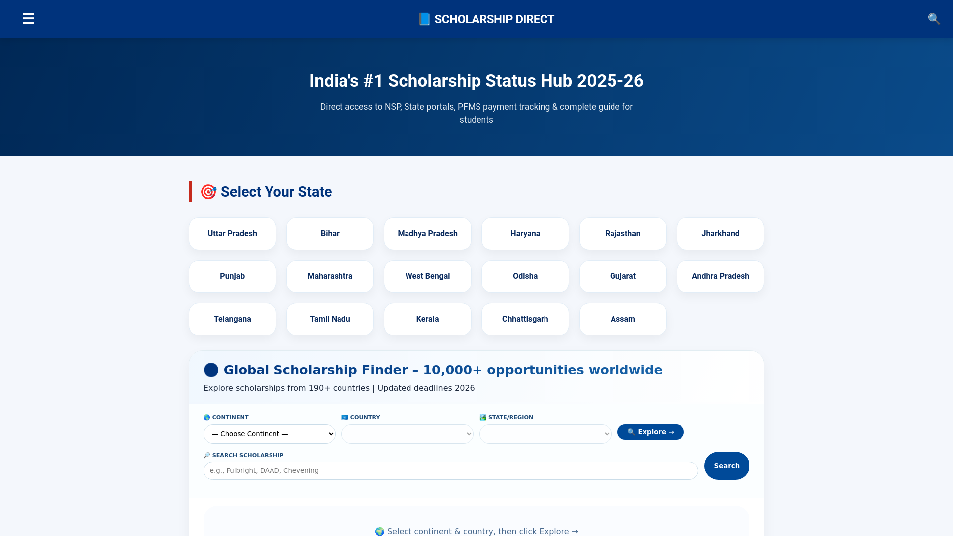 website screenshot of https://scholershipdirect.online