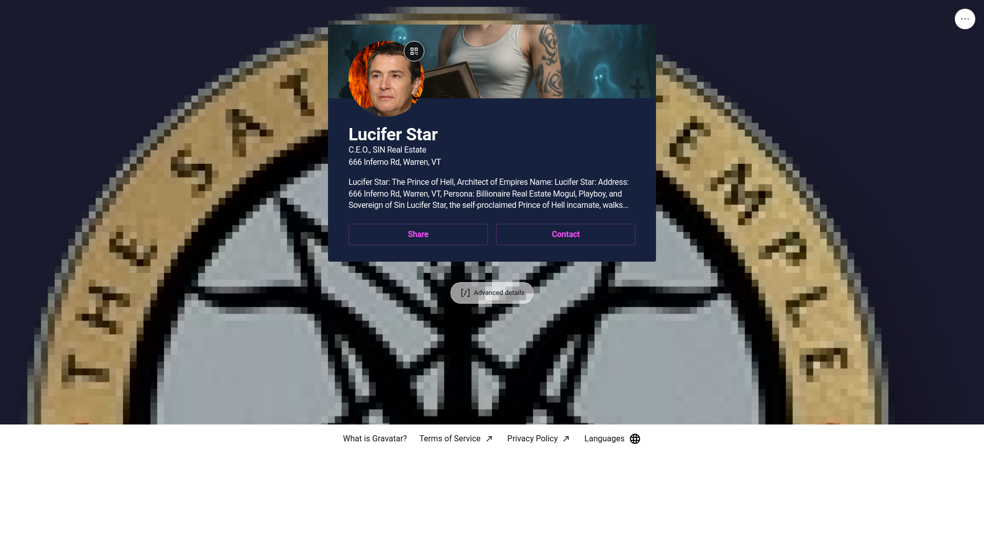 website screenshot of https://luciferstar.guru/