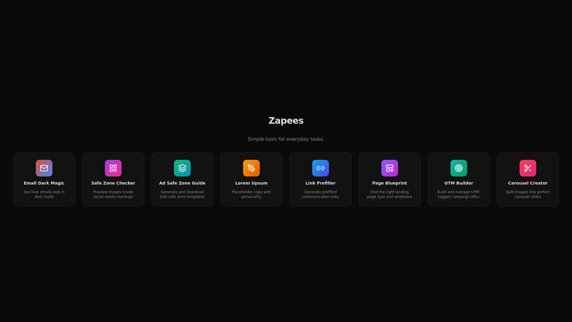 website screenshot of https://zapees.com