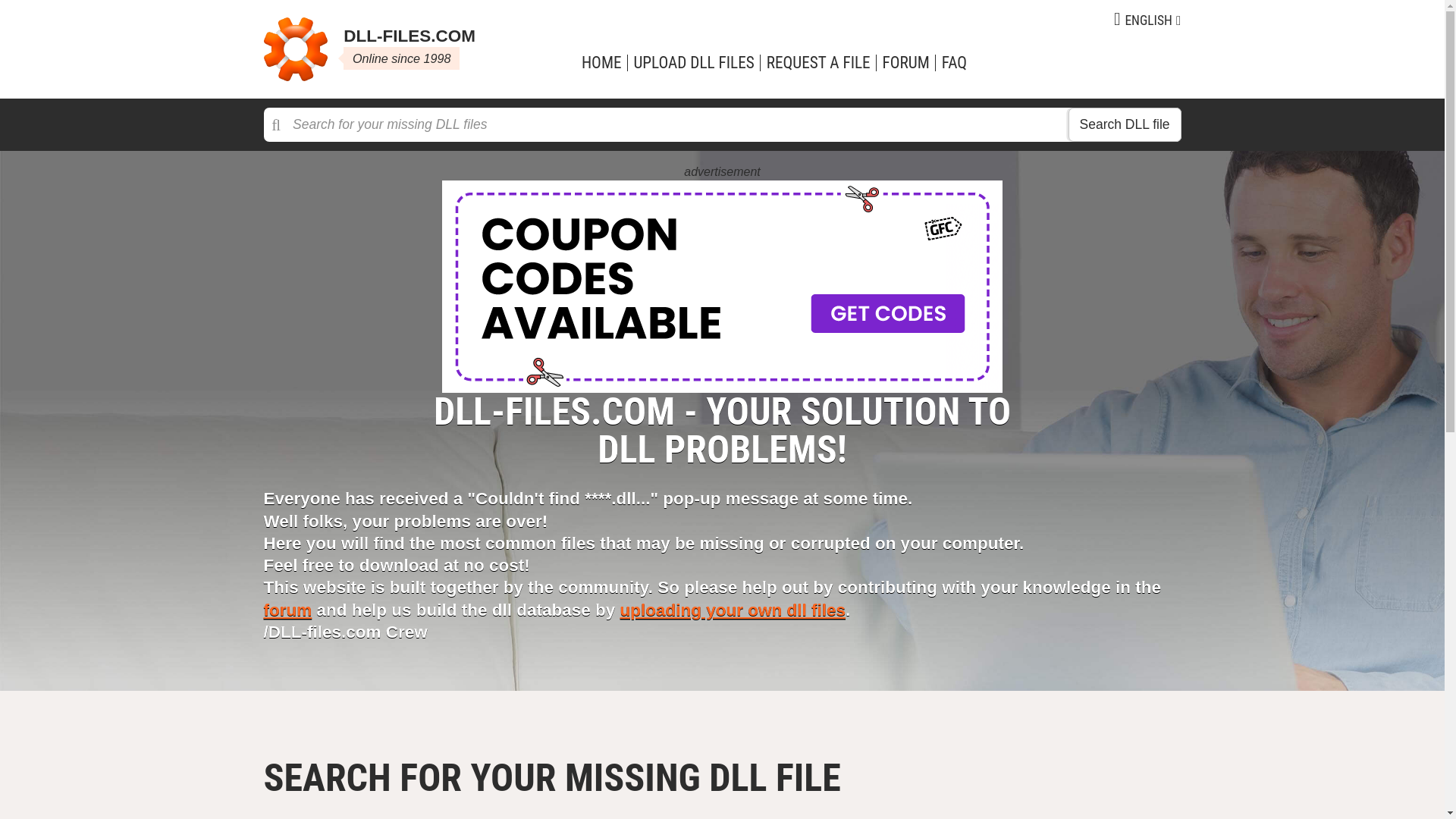 website screenshot of https://www.dll-files.com/