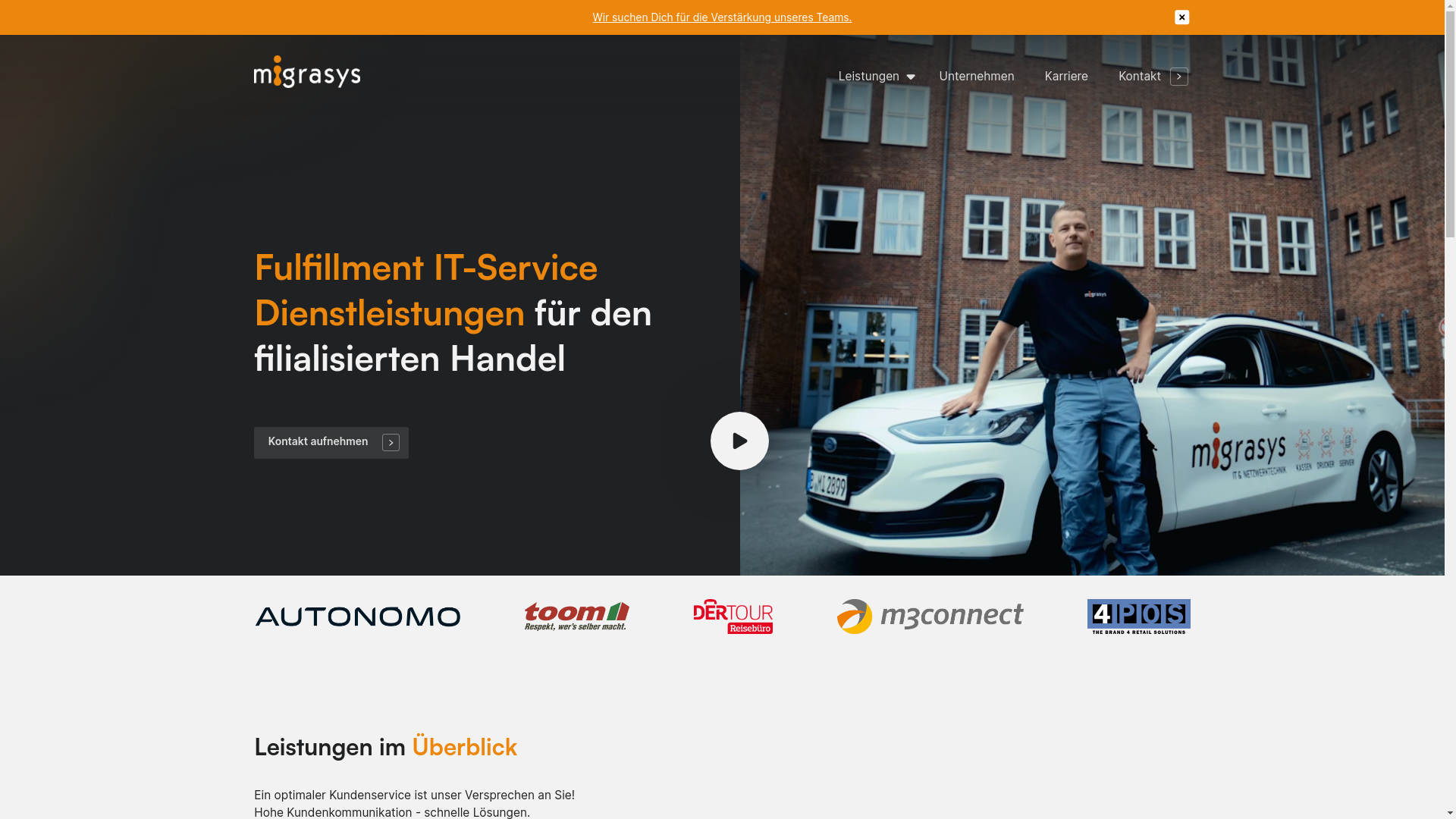website screenshot of https://www.migrasys.de/