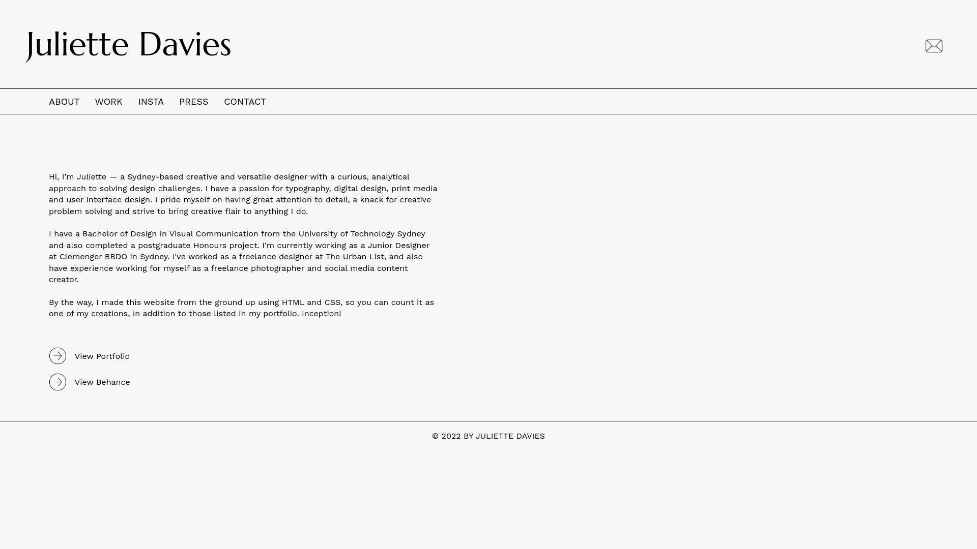 website screenshot of https://juliettedavies.pages.dev/