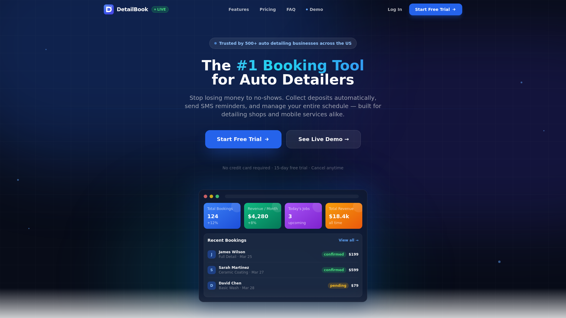 website screenshot of https://detailbookapp.com