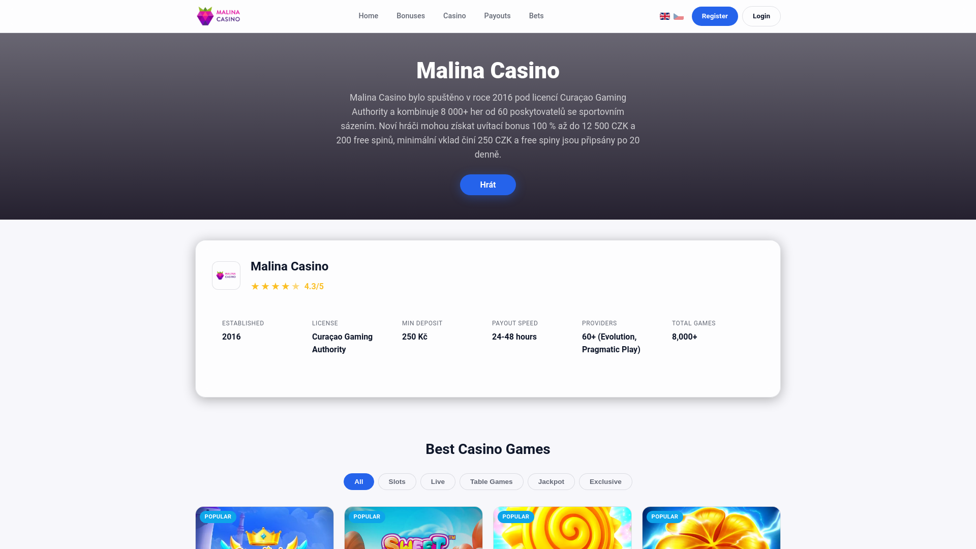 website screenshot of https://malina-cz-10.pages.dev/