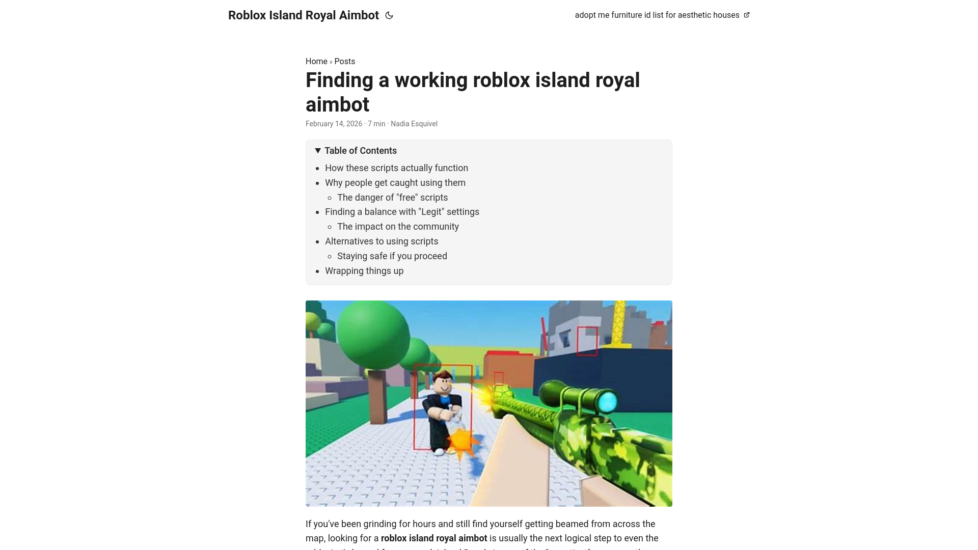 website screenshot of https://roblox-island-royal-aimbot.pages.dev/