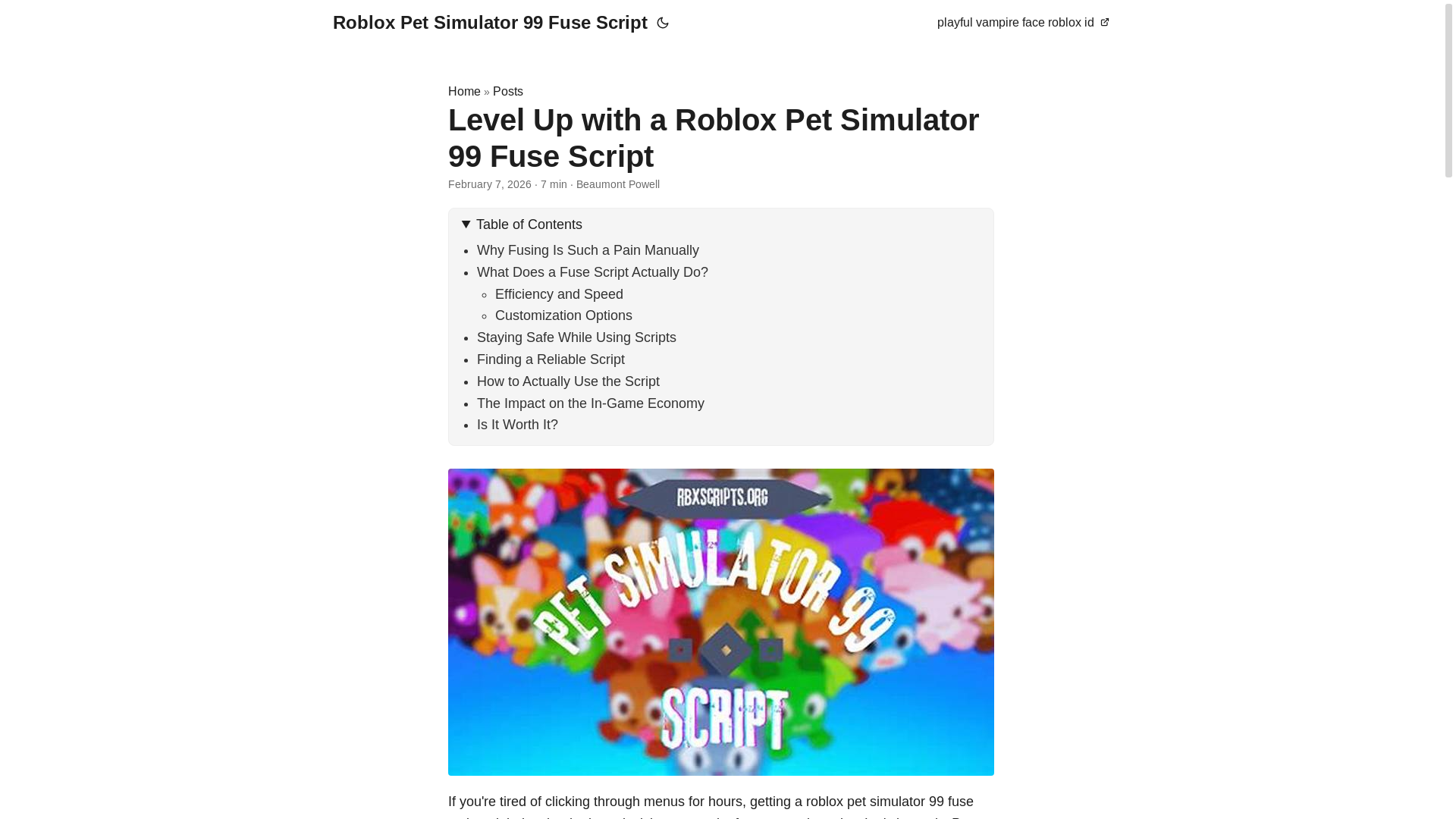 website screenshot of https://roblox-pet-simulator-99-fuse-script.pages.dev/