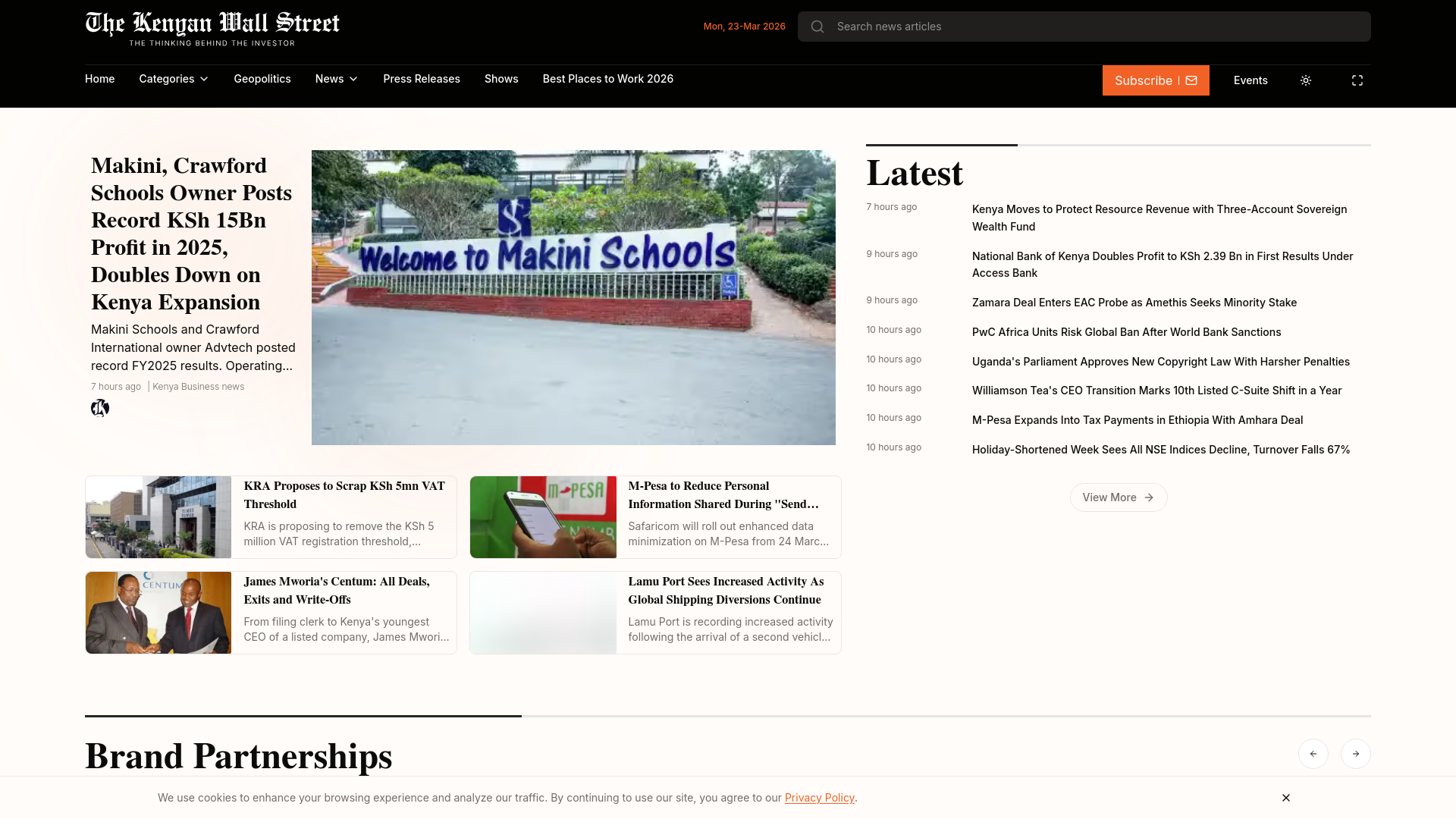 website screenshot of https://kenyanwallstreet.com