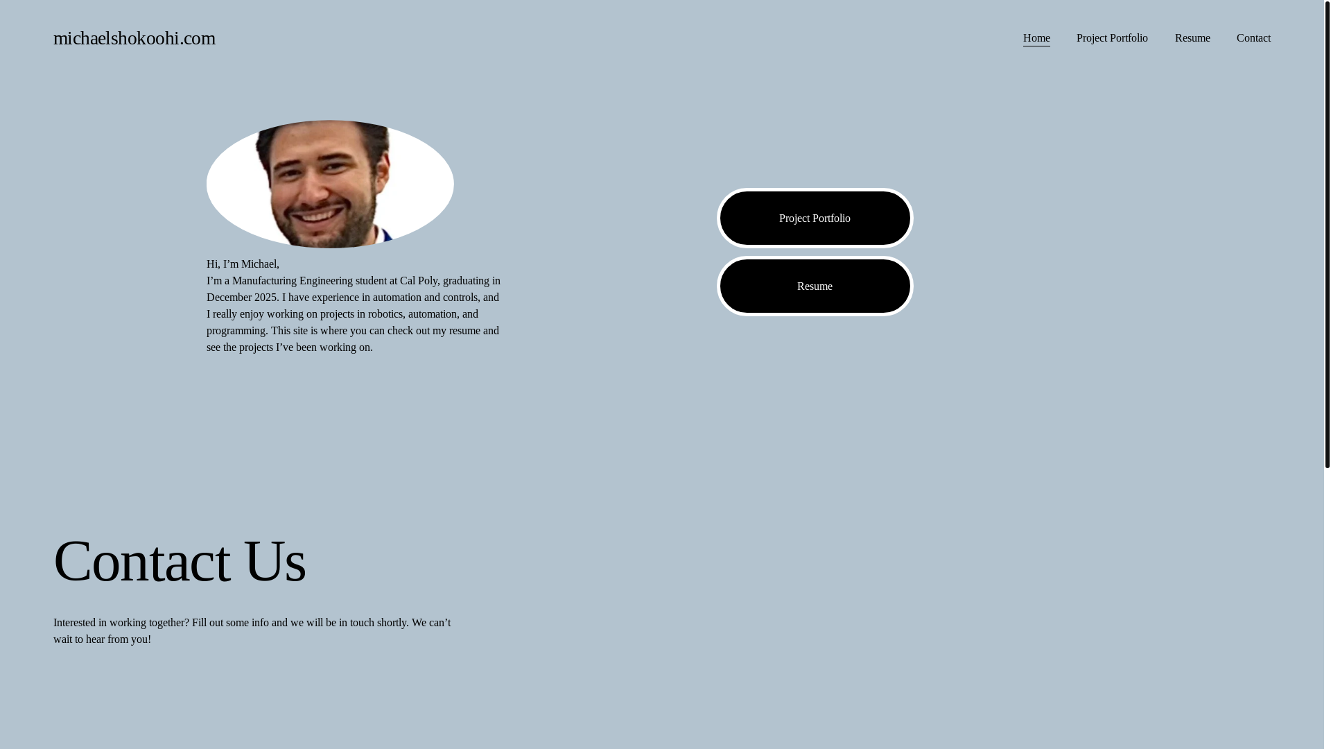 website screenshot of https://michaelshokoohi.com/