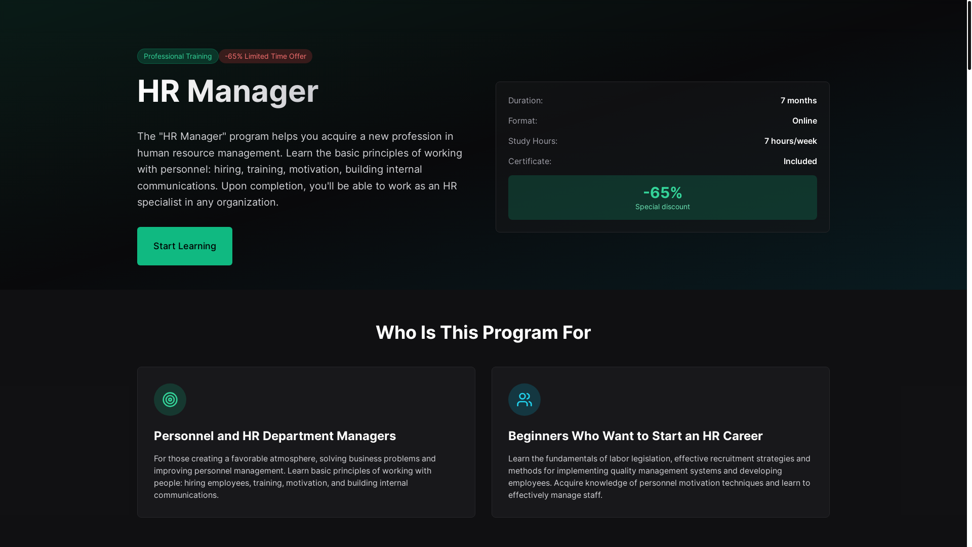 website screenshot of https://hrmanageracademy.info/