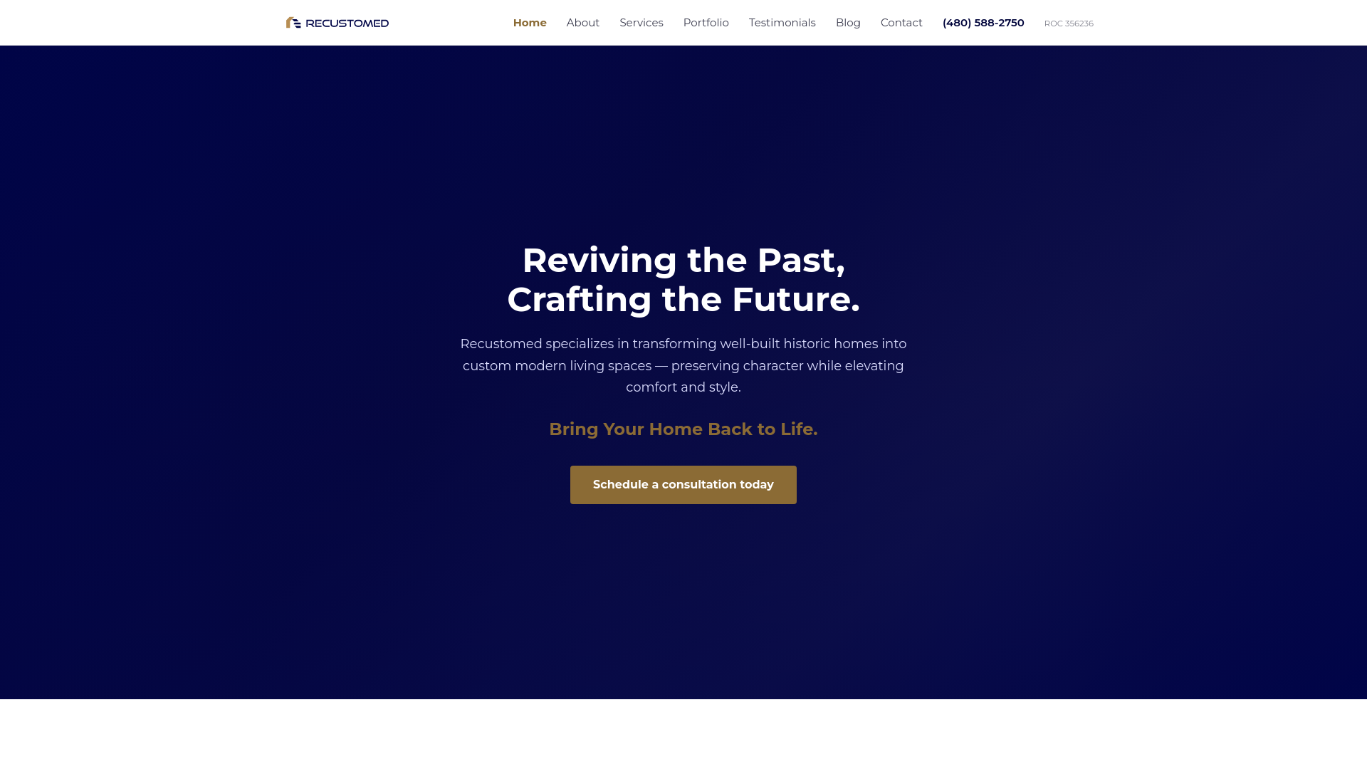 website screenshot of https://recustomed.com