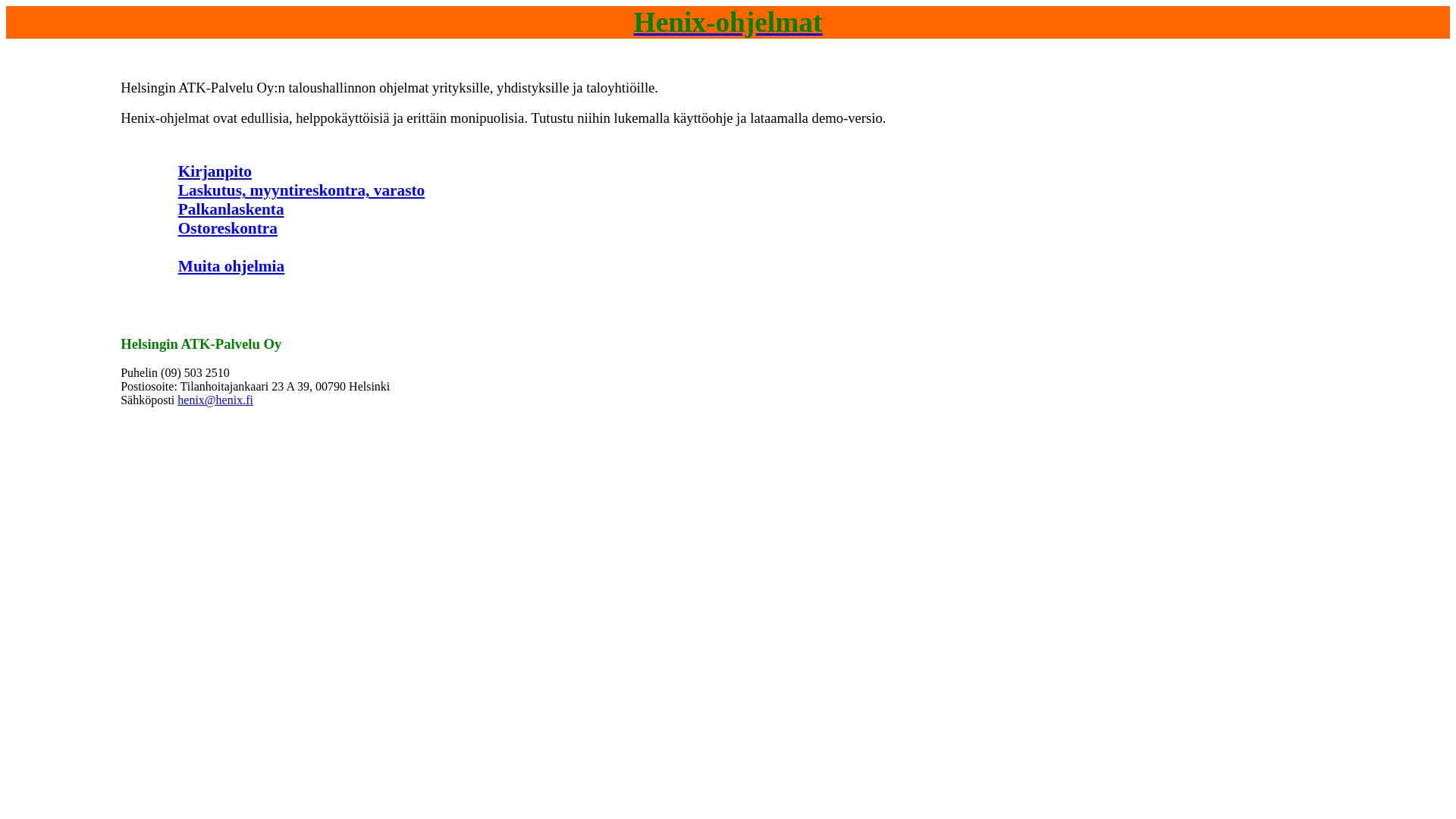 website screenshot of https://www.henix.fi/